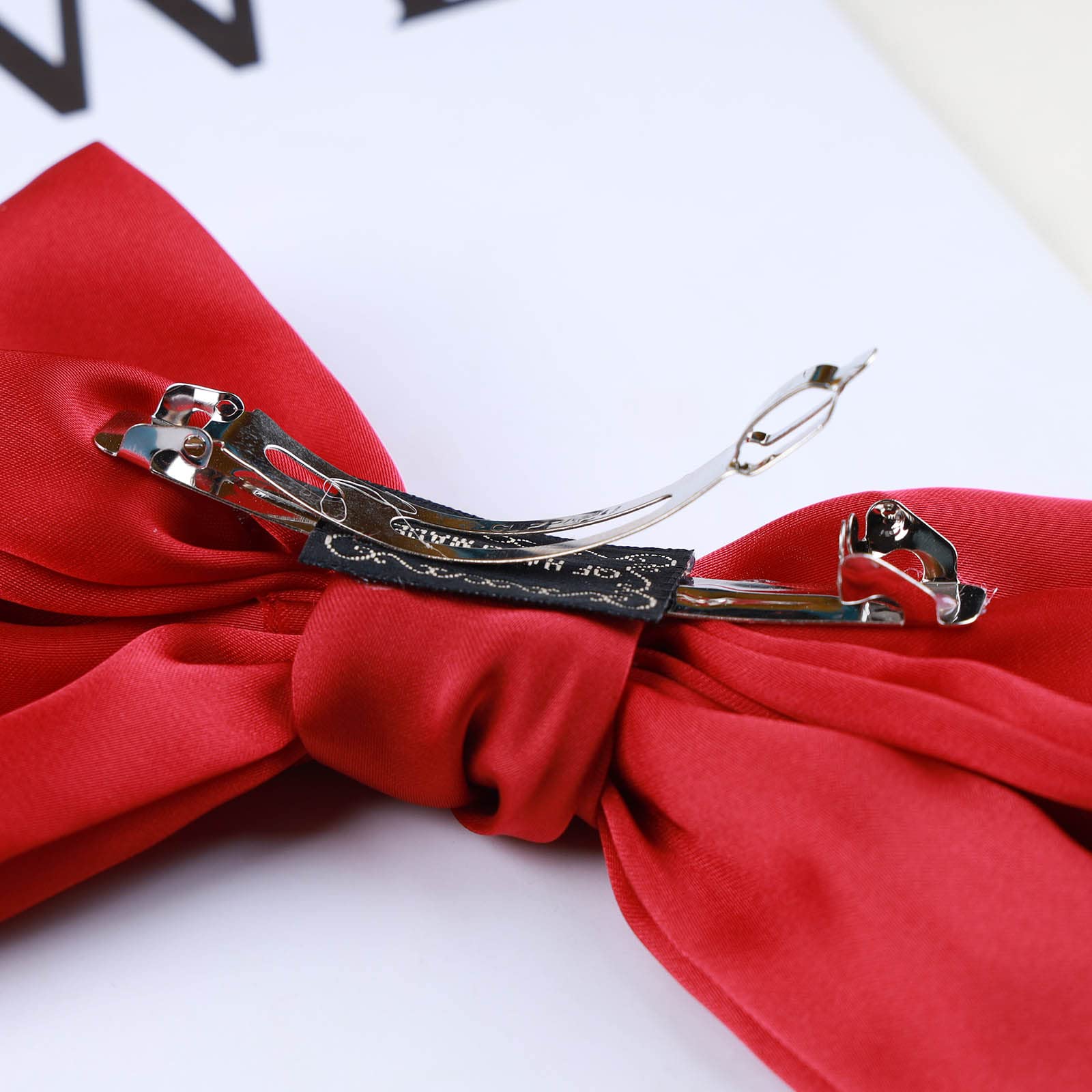 Vintage Silk Bow Hair Clip - Large Red Hair Barrette for Women & Girls - Elegant Headwear for Weddings, Parties & Daily Styling