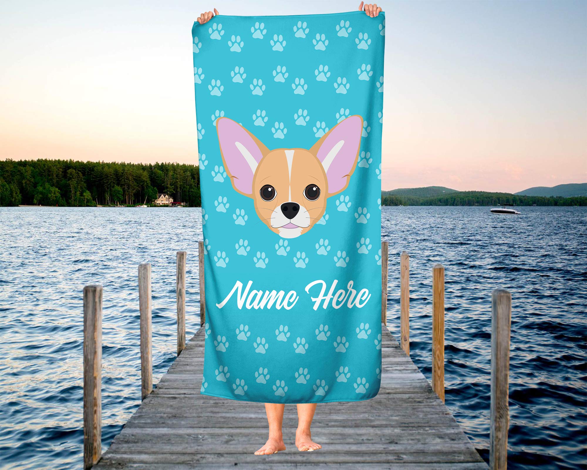 Custom Personalized Chihuahua Pet Towel - Soft Absorbent Travel, Beach, Pool & Bath Towel for Adults, Kids, Toddlers & Babies - Perfect for Gifts, Spa Days & Outdoor Adventures