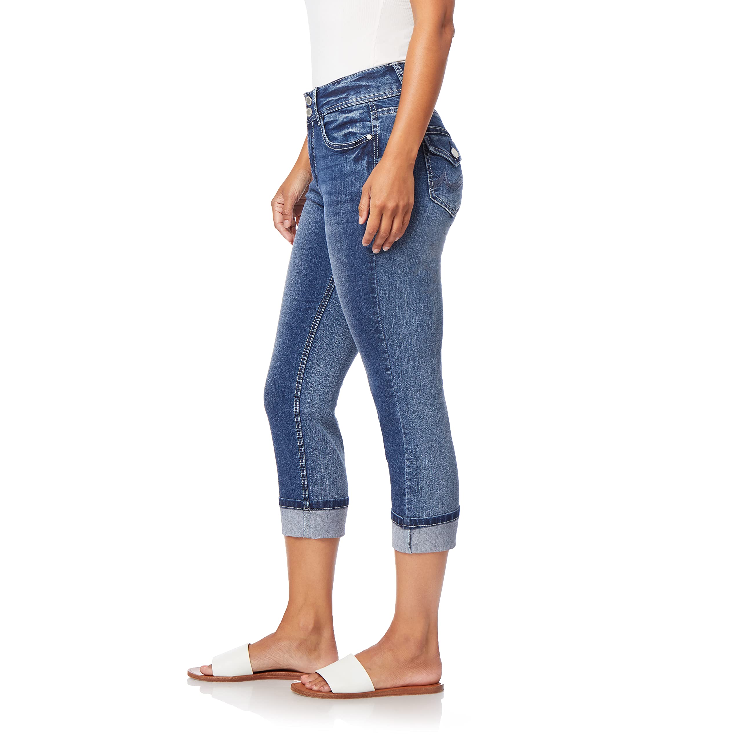 Angels Forever Young Women's Curvy High Waist Crop Jeans - Stretchy Denim Skinny Fit for Casual Outfits & Date Nights