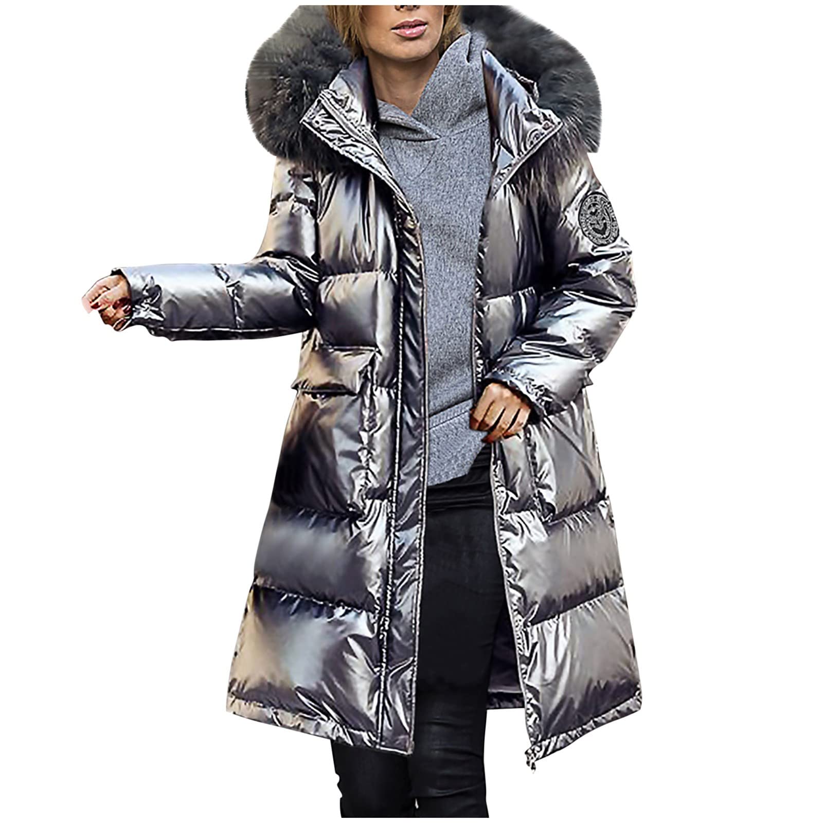 NBXNZWF Women's Plus Size Long Puffer Coat - Warm Thick Winter Trench Down Peacoat with Bright Face - Perfect for Cold Weather, Snow Days & Outdoor Activities