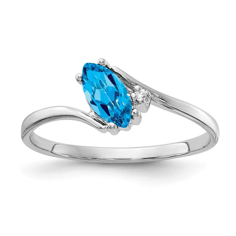 14K White Gold Marquise Blue Topaz and Diamond Engagement Ring for Women - Perfect for Proposals, Weddings, and Anniversary Gifts