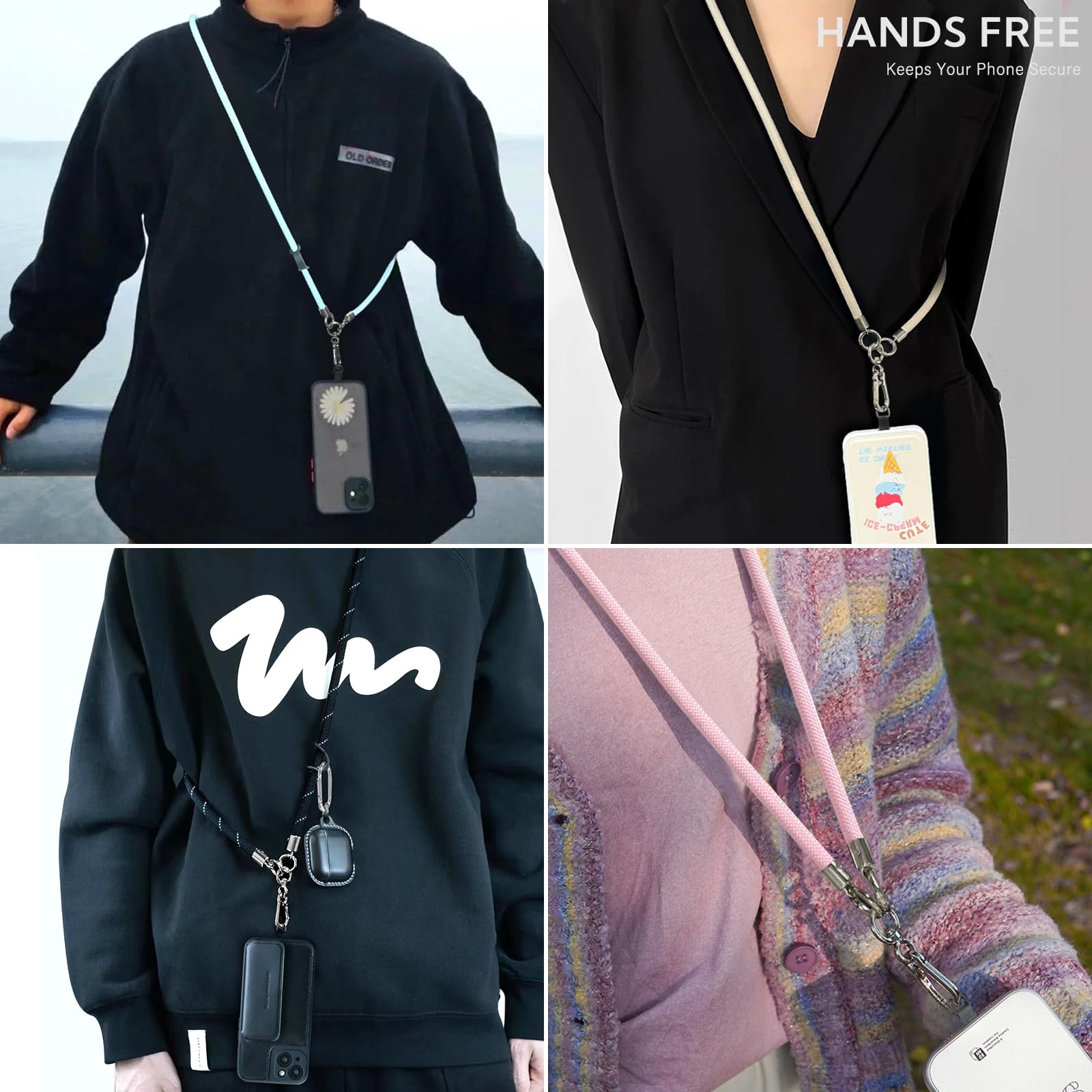 Universal Phone Lanyard with Wrist Strap & Finger Loops - Anti-Theft for Smartphones - Gym & Travel Use