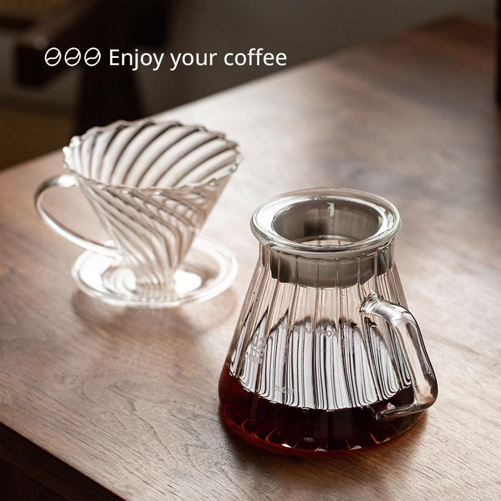 Premium V60 Glass Pour Over Coffee Maker Set - Borosilicate Glass Dripper with Handle & 600ml Server for 1-4 Cups | Perfect for Home, Office & Specialty Coffee Brewing | Ideal for Pour Over Enthusiasts & Baristas