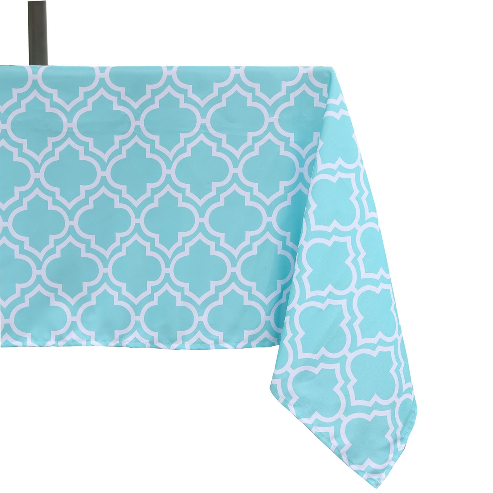 Waterproof Outdoor Tablecloth with Umbrella Hole - Spillproof Rectangle Picnic Table Cover for Patio, Camping, Spring & Summer - Aqua Blue (52x70 Inches) - Perfect for BBQs, Garden Parties & Beach Outings