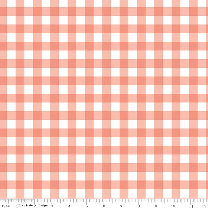 It's a Girl Baby Clothes - Riley Blake Designs C13323 Gingham Coral Outfit for Newborn Photoshoot & Gift