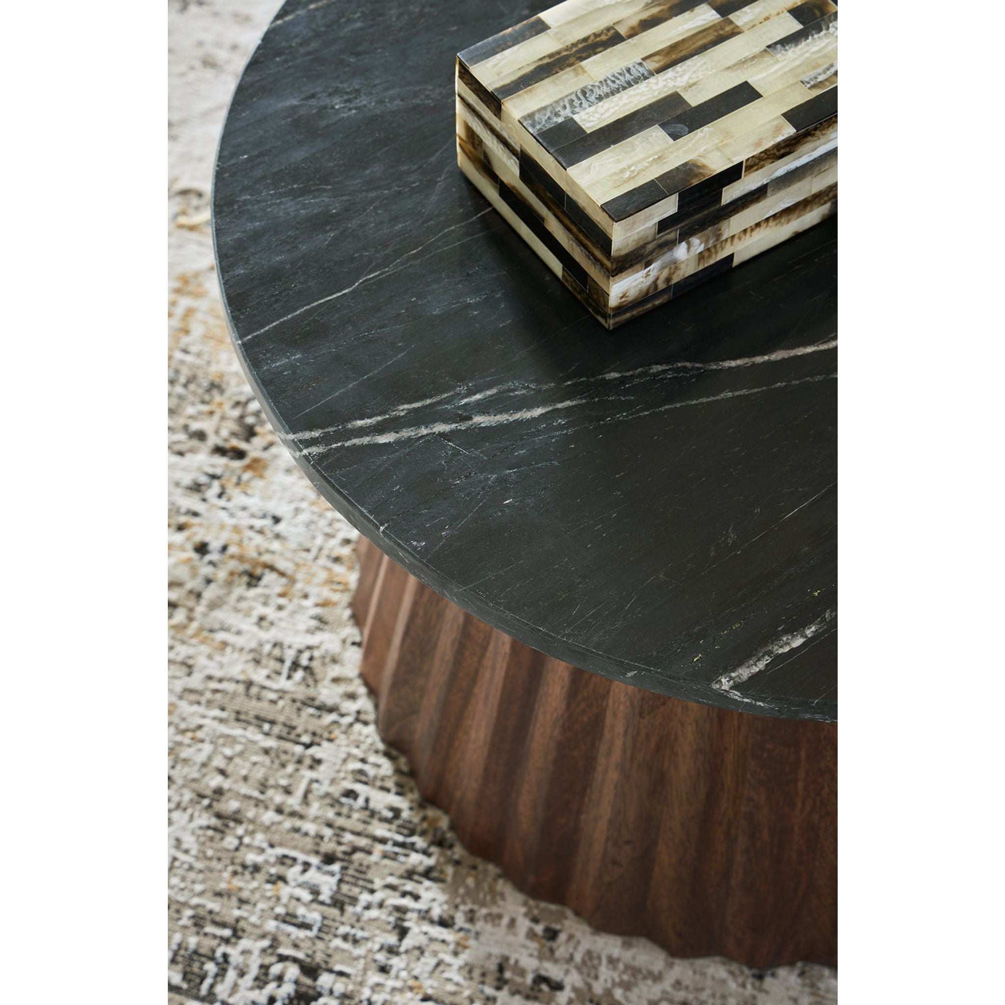 Ceilby Modern Accent Table - Black & Brown Wooden Side Table for Living Room, Bedroom, or Office Decor