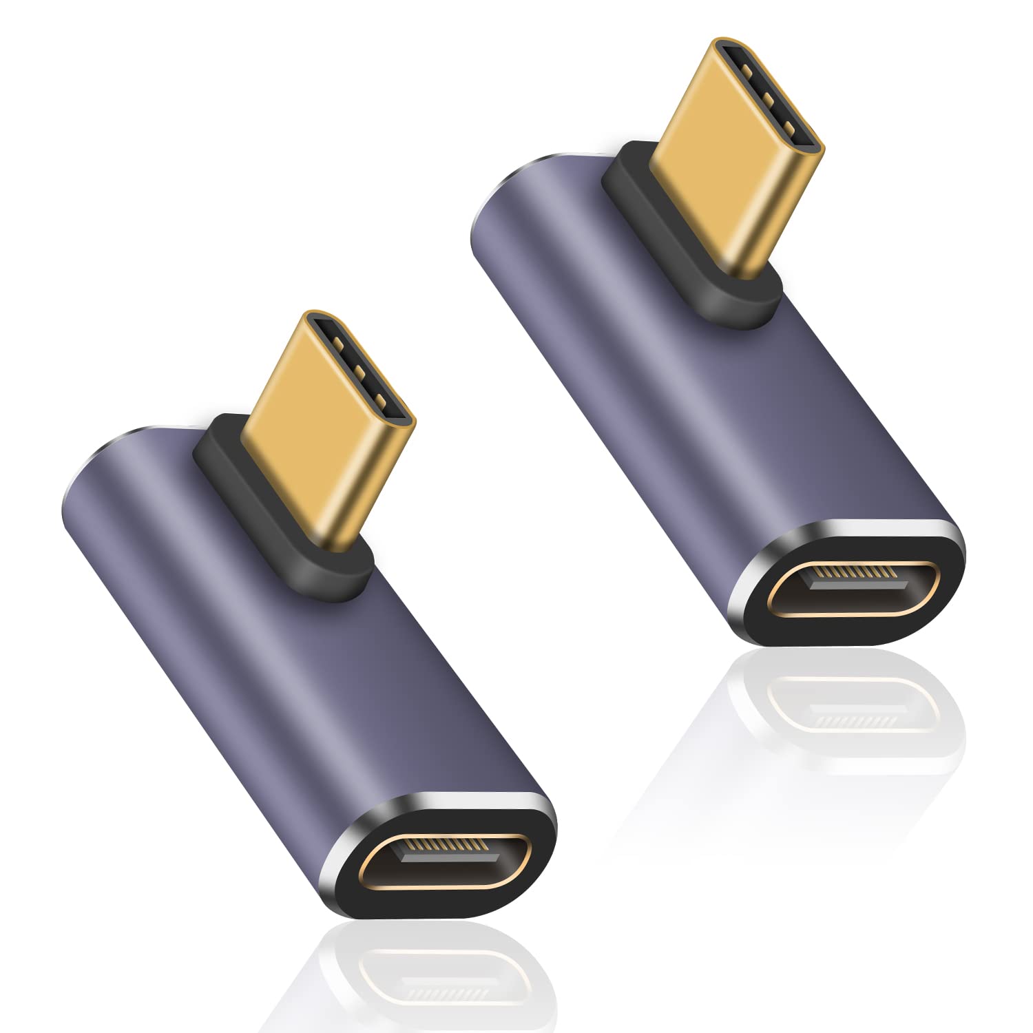 Duttek 90 Degree USB C Adapter 40Gbps (2 Pack) - Thunderbolt 3/4 Compatible, Supports 8K@60Hz & 100W Fast Charging - Perfect for MacBook Pro, iPad Pro, Dell XPS & Other USB-C Devices