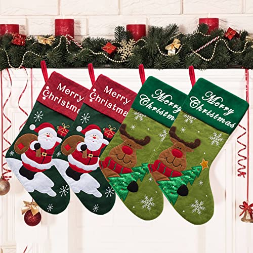 2 Red Santa+2 Green Deer