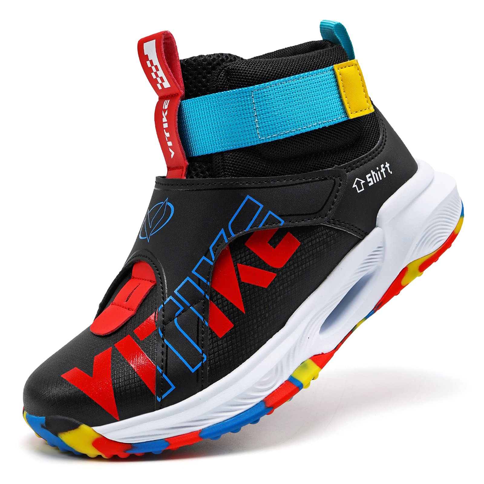 VITUOFLY Kids Basketball Shoes for Boys & Girls - Air Cushion Mid Top Sneakers for School Training, Outdoor Sports & Running - Non-Slip Durable Comfortable Shoes for Little & Big Kids - Perfect for Basketball Practice, Gym Class & Playground Activities