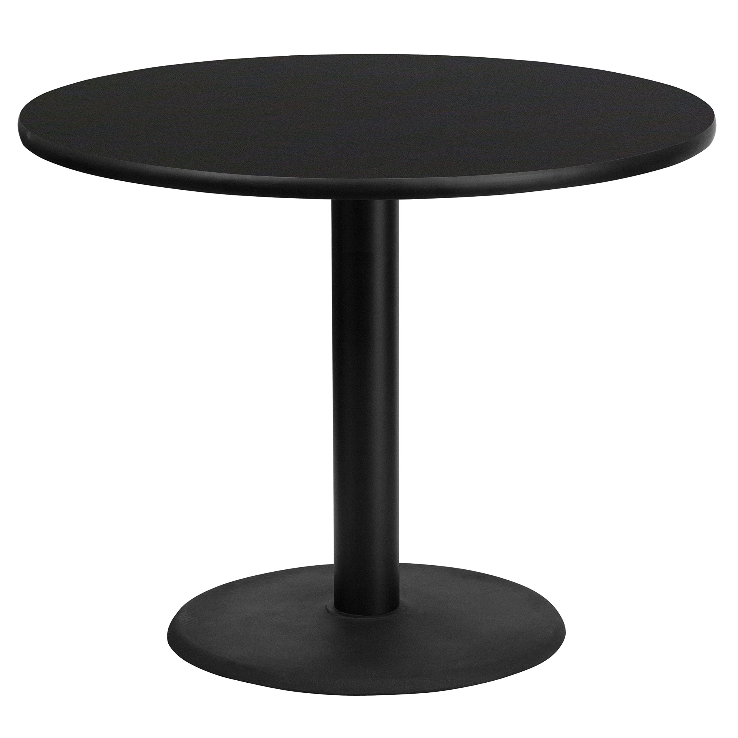 Flash Furniture Stiles 36-Inch Round Black Laminate Dining Table with Adjustable Height Base (24-Inch) - Space-Saving Design for Small Kitchens, Office Break Rooms & Compact Living Spaces | Ideal for Dining, Working & Entertaining