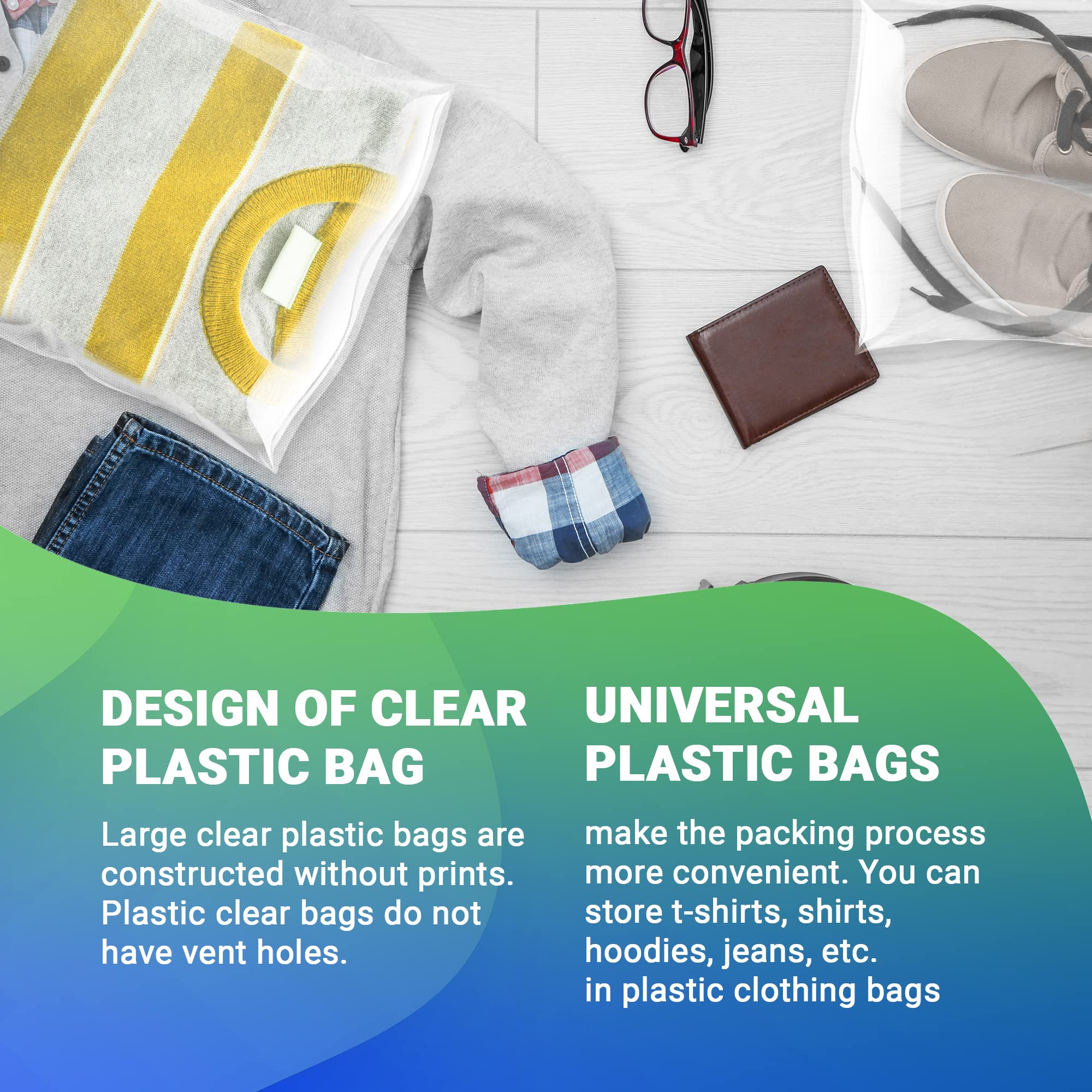 250 Pack Clear Plastic Bags 24x36 Inches - 2 Mil Thick Waterproof Poly Bags for Clothing, Shoes & Retail Shipping | Open End Design for Easy Packing | Perfect for Online Sellers, Storage & Garment Protection