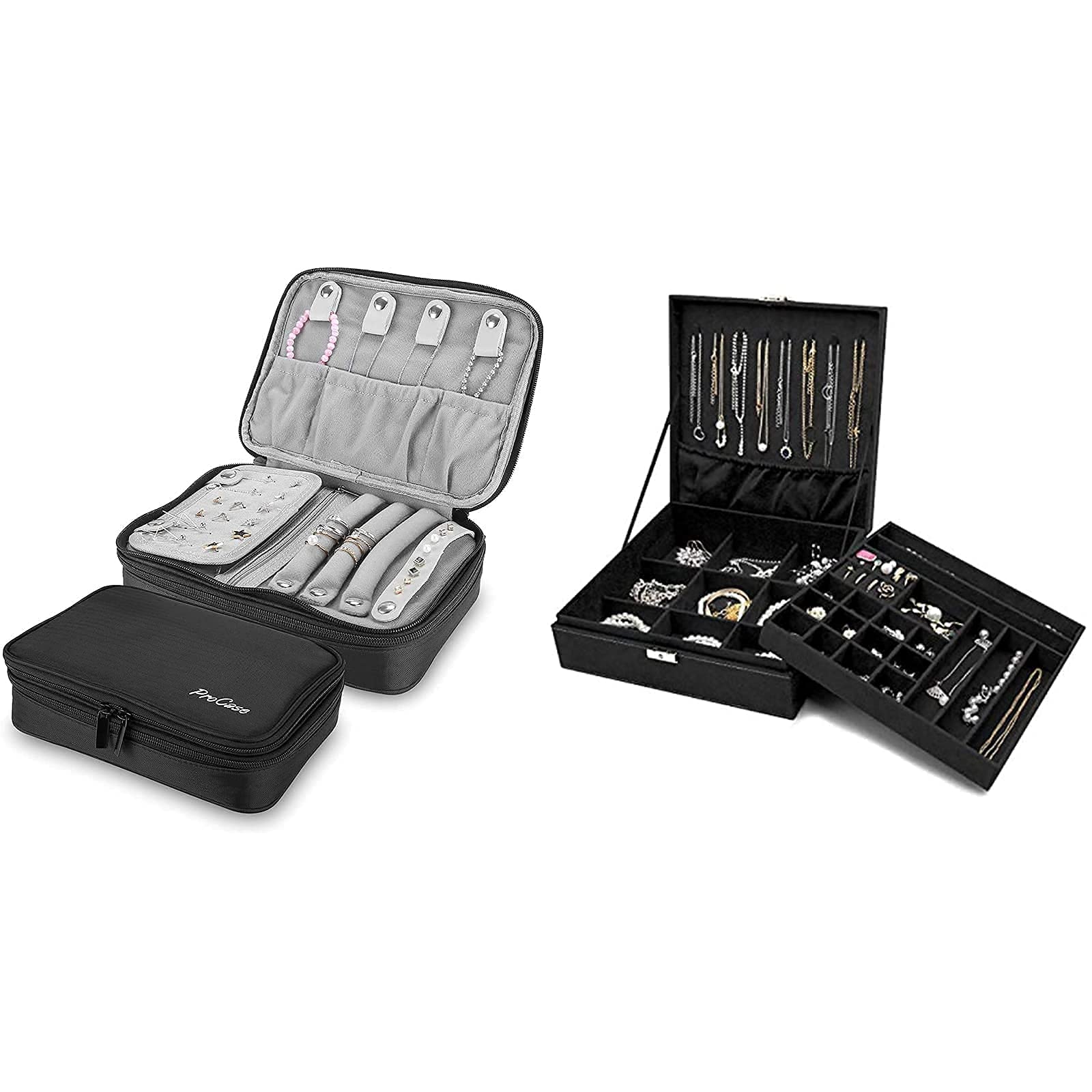 ProCase Travel Jewelry Organizer Bag for Women - Portable Jewelry Storage Case with Multiple Compartments, Perfect for Necklaces, Rings & Earrings - Ideal for Travel, Vacation & Daily Use