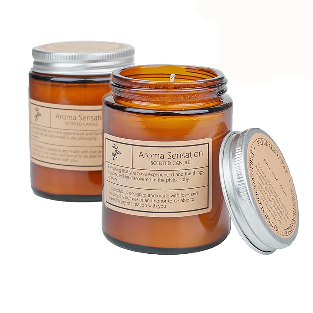 UlvaQueen 2 Pack Scented Soy Wax Candles - Jasmine & Vanilla Aromatherapy for Stress Relief, Home Decor, Spa, Bath, Yoga | Relaxing Gifts for Women, Holiday Present, Travel-Friendly Jar Candles Set