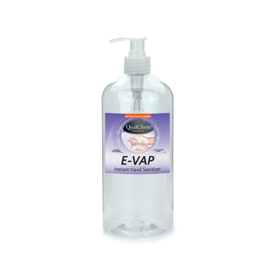 QualChem E Vap Hand Sanitizer 1000ml - Alcohol-Based Sanitizing Gel for Effective Germ Protection - Ideal for Home, Office, Travel & Public Spaces
