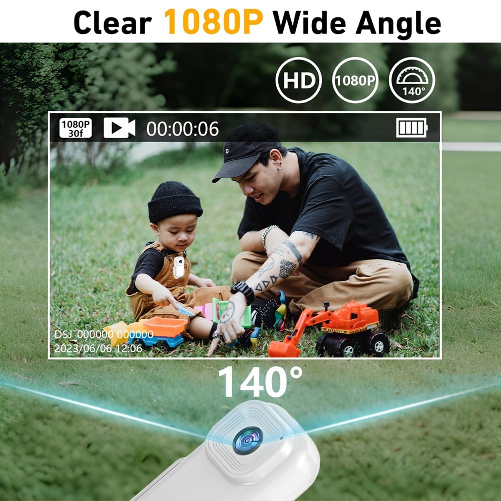 Louttary 1080P Mini WiFi Sports Camera with LCD Screen - Waterproof Action Cam for Outdoor Adventures, Cycling, Hiking & Vlogging (White) - 1 Set