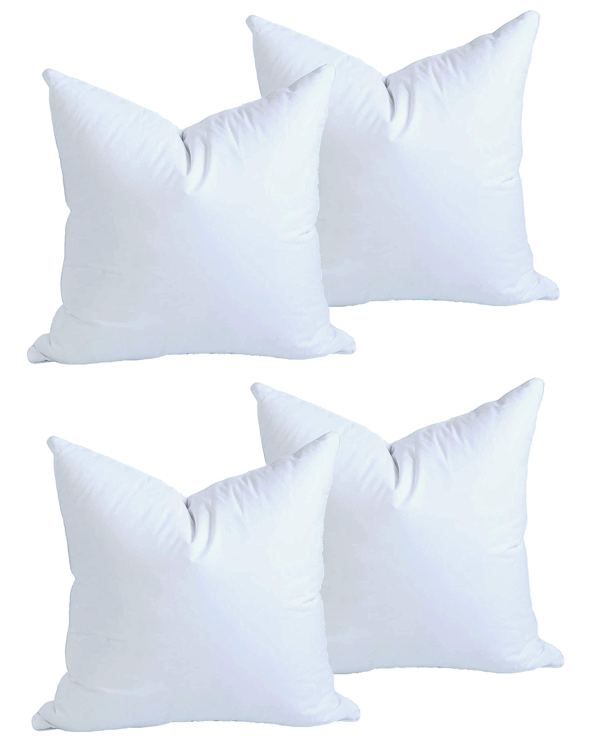 MoonRest® 4-Pack Square Pillow Inserts - 27x27 Inch Hypoallergenic Synthetic Down Alternative with Woven Cotton Cover - Perfect for Sofa, Couch, Bed & Home Decor