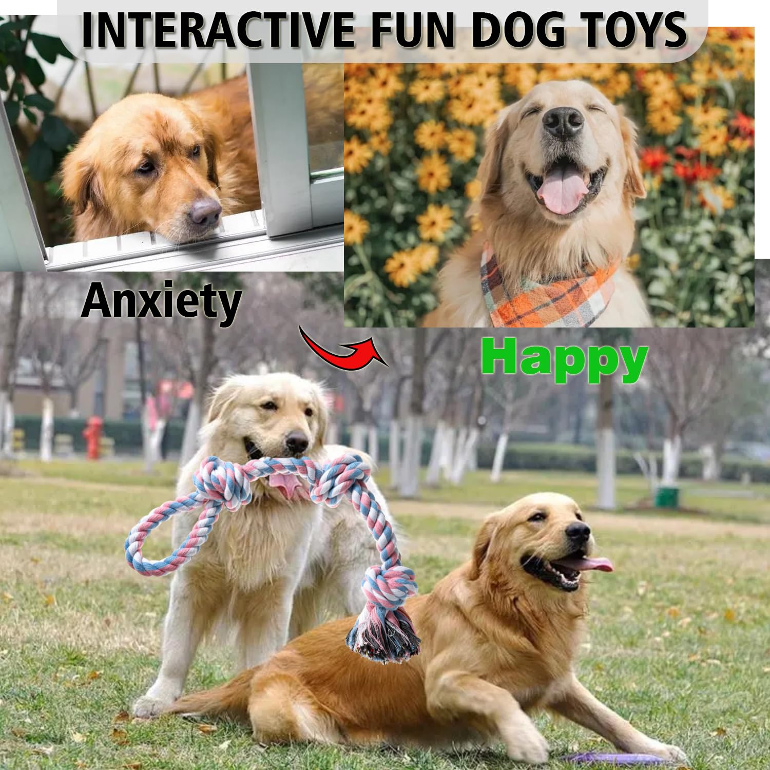 Indestructible Dog Rope Toys for Aggressive Chewers - Tough Puppy Chew Toys for Teething, Boredom & Dental Cleaning - Durable Tug of War Toy for Small to Large Breed Dogs | Perfect for Playtime, Training & Teeth Cleaning at Home or Outdoors