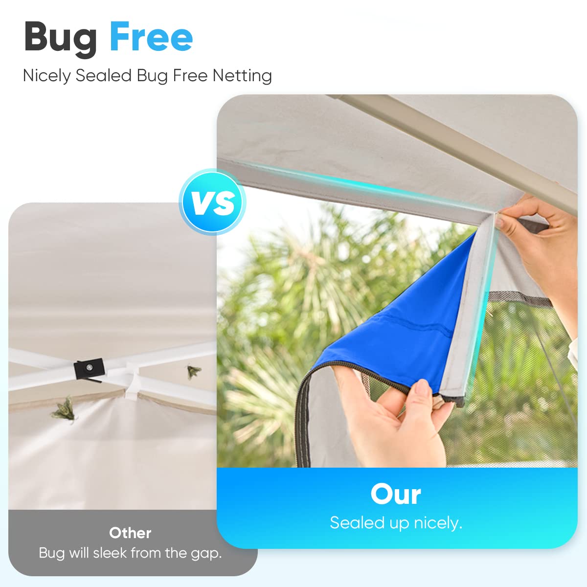 Quictent 8'x8’ Pop Up Canopy Tent with Mosquito Net - Portable Outdoor Screen Shelter for Camping, Picnic, Patio & Backyard - Includes Wheeled Carry Bag (Royal Blue) - Perfect for Summer BBQs, Beach Trips & Garden Parties