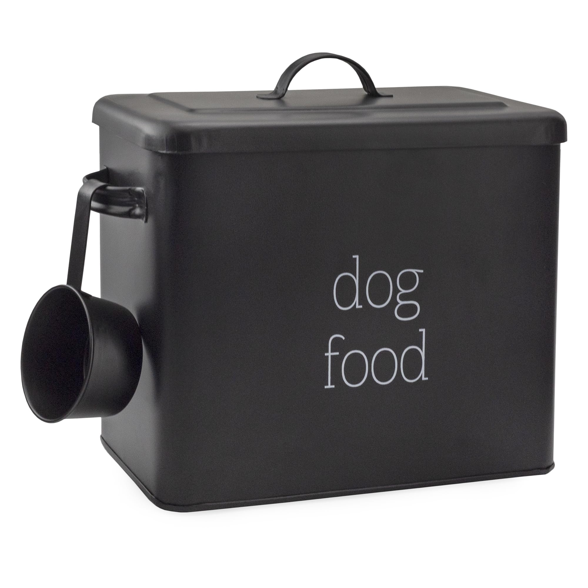 AuldHome Retro Dog Food Storage Canister - Modern Farmhouse Style Pet Food Container with Airtight Lid (Black) | Perfect for Kitchen Pantry Organization & Pet Feeding Station