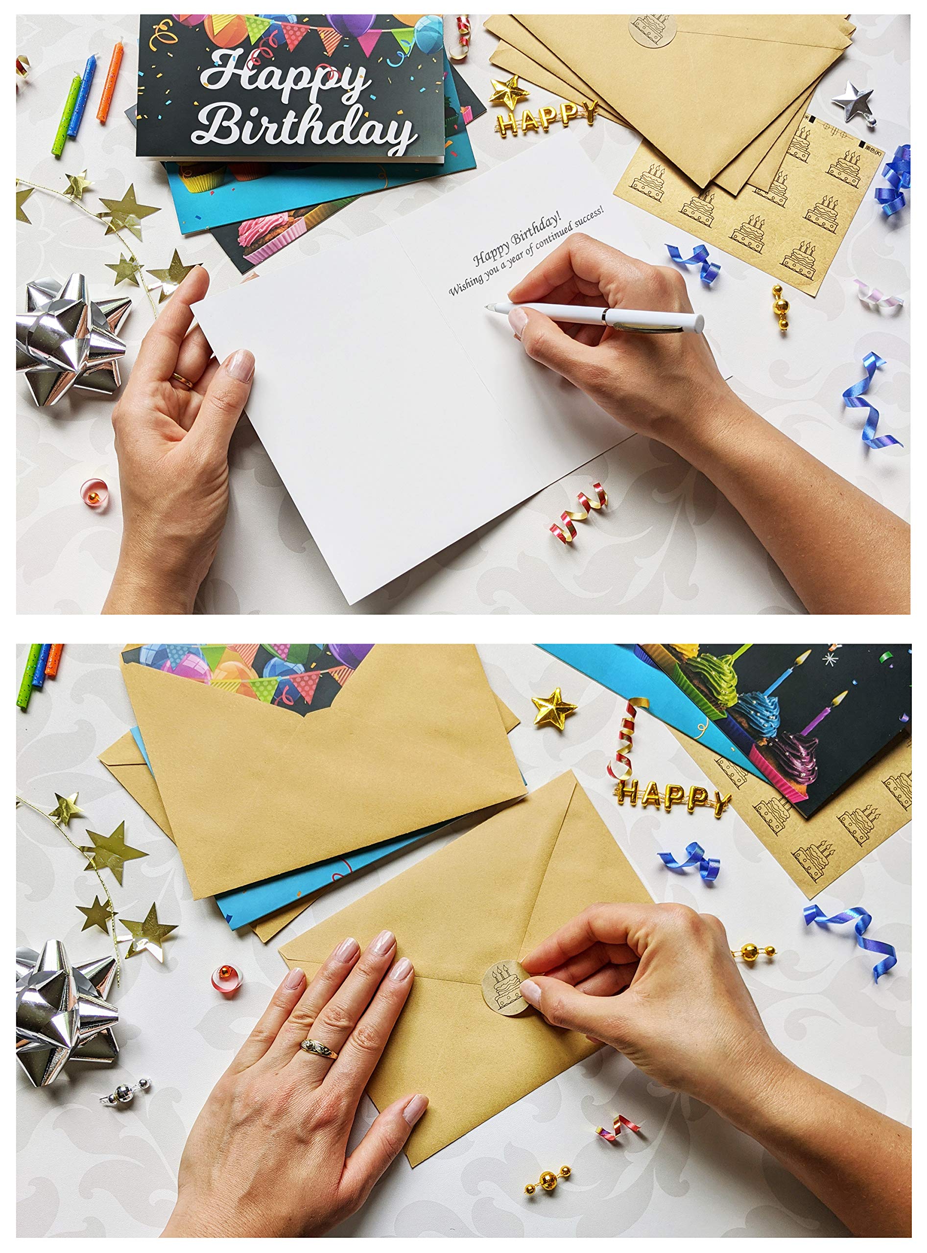 20 Unique Happy Birthday Cards with Envelopes & Stickers - 4x6 Inch Folded Greeting Cards, Premium Thick Matte Cardstock in Sturdy Gift Box - Perfect for Birthday Parties, Anniversaries & Special Occasions