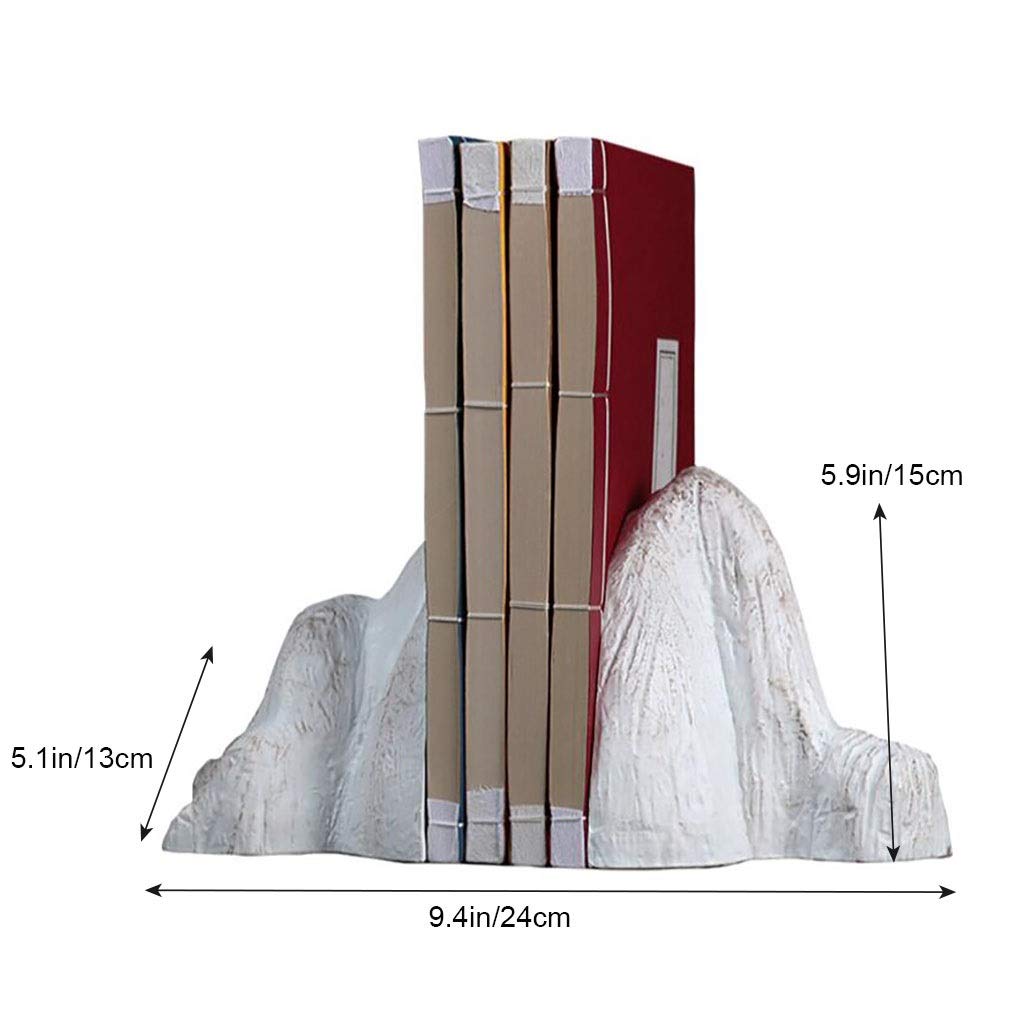 Mountain-Shaped Resin Bookends - Heavy Duty Modern Bookshelf Decor for Bedroom, Office & School - Stylish Desktop Book Display & Decoration | Perfect for Organizing Novels, Textbooks & Home Library Collections