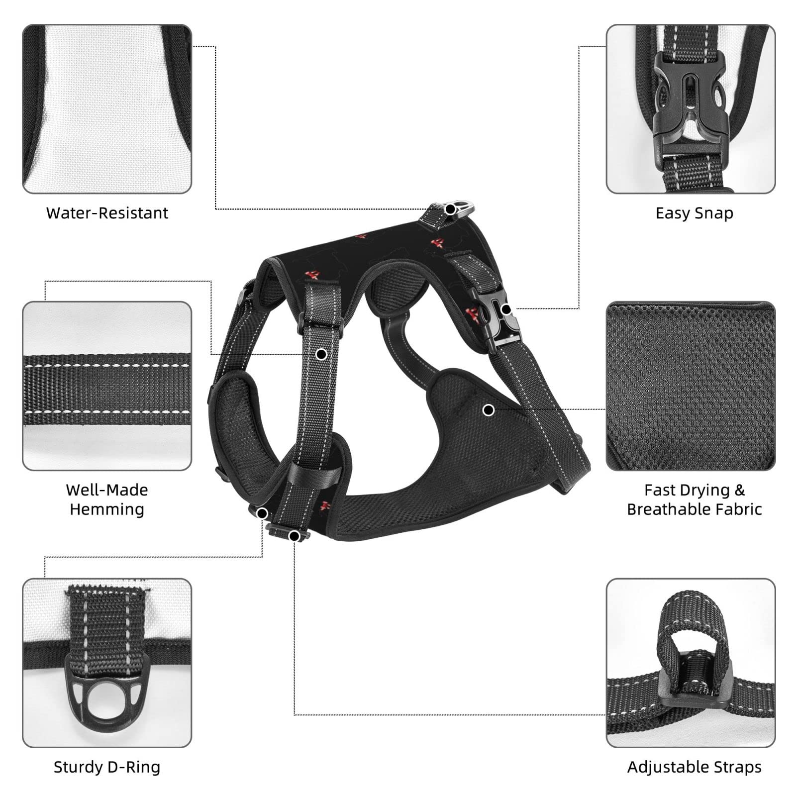 **Breathable No-Pull Dog Harness with Leash – Escape Proof, Soft Padded Vest for Training & Outdoor Walking – Funny Scottie Dog Pattern – Perfect for Hiking, Jogging & Daily Walks**
