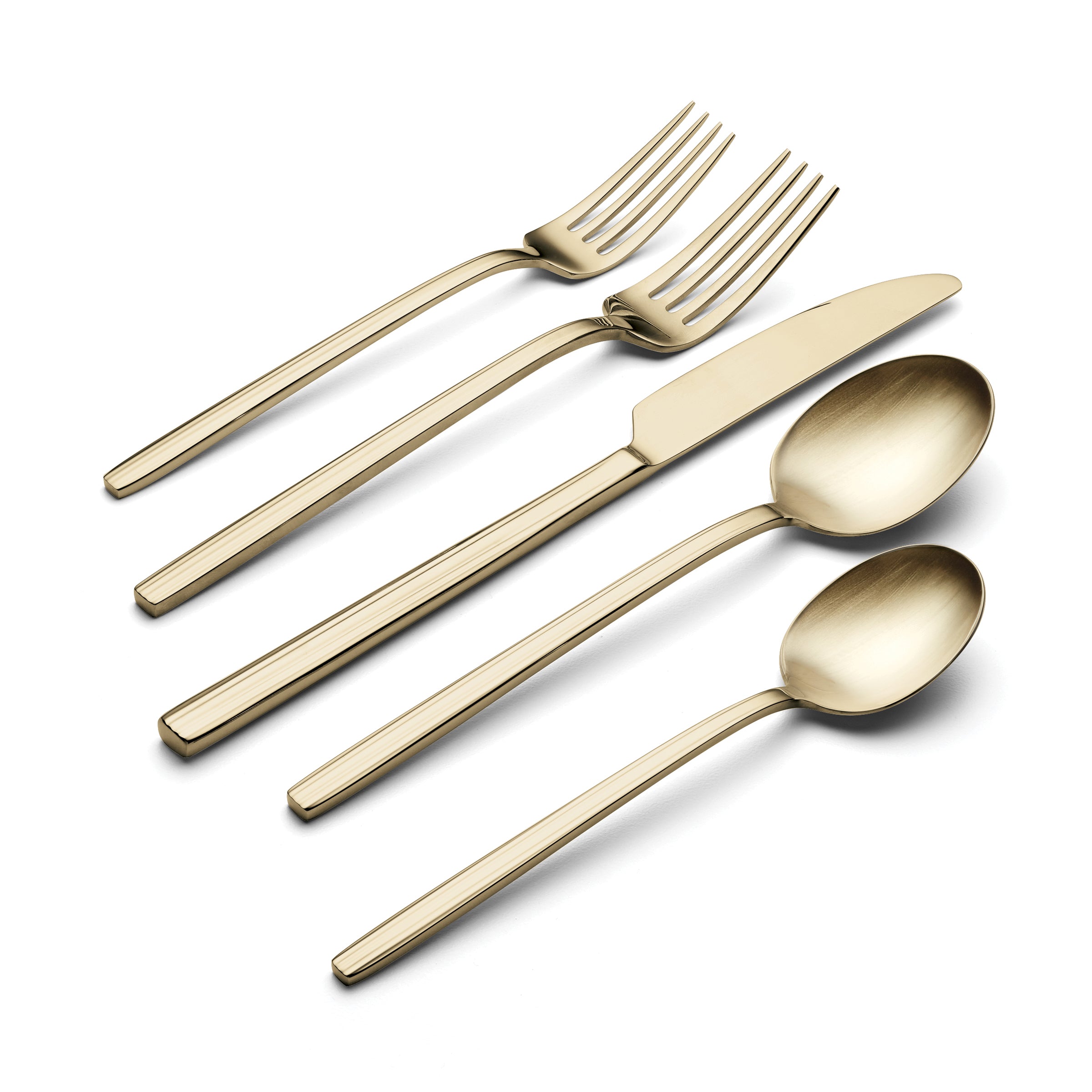 Dean Champagne Satin 20-Piece Flatware Set - Elegant Stainless Steel Cutlery Set for Dining, Wedding, Parties & Home Entertaining