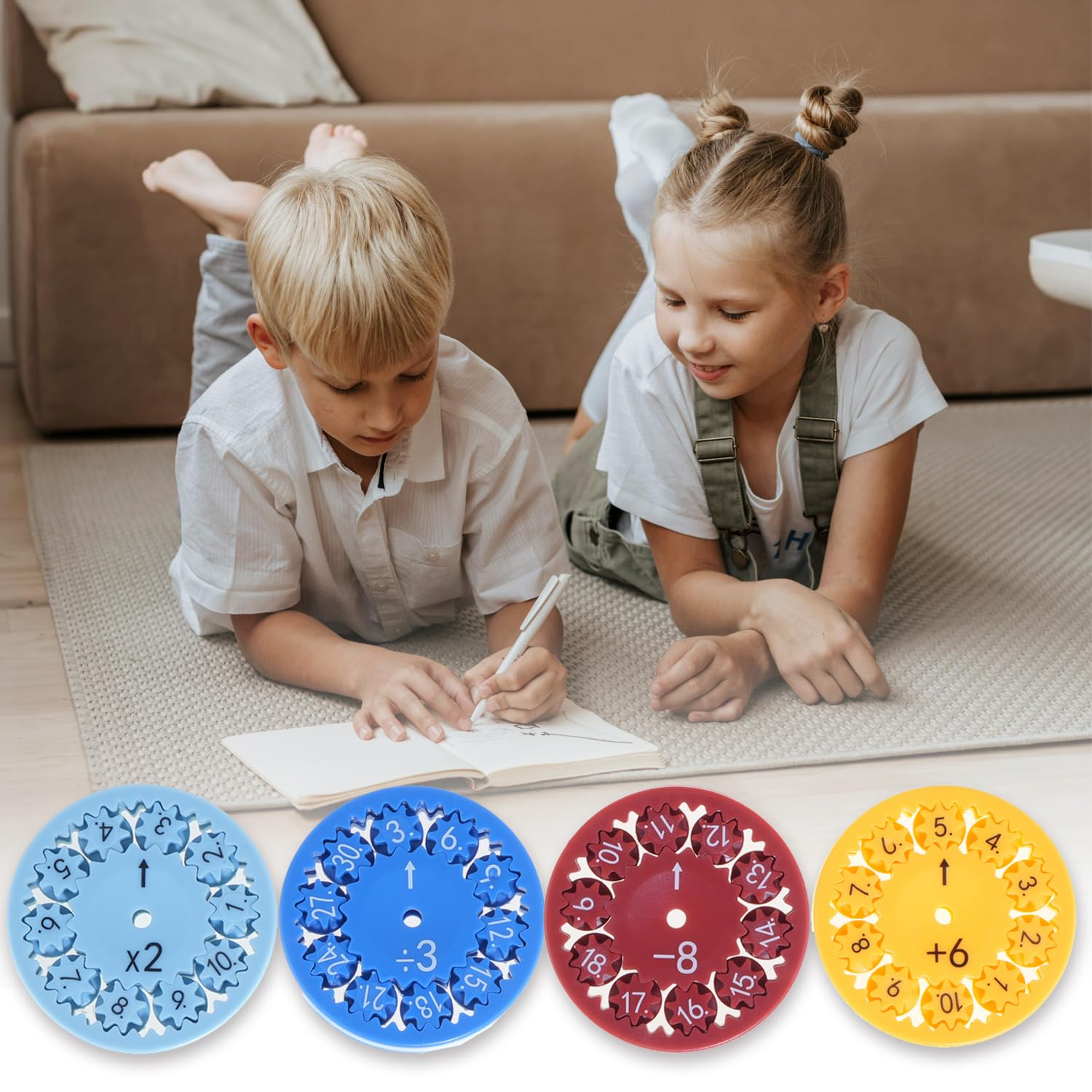 Math Fidget Spinners - Educational Learning Toys for Kids (9 Pcs) - Practice Addition, Subtraction, Multiplication & Division - Perfect for Homeschooling, Classroom Prizes & Stress Relief