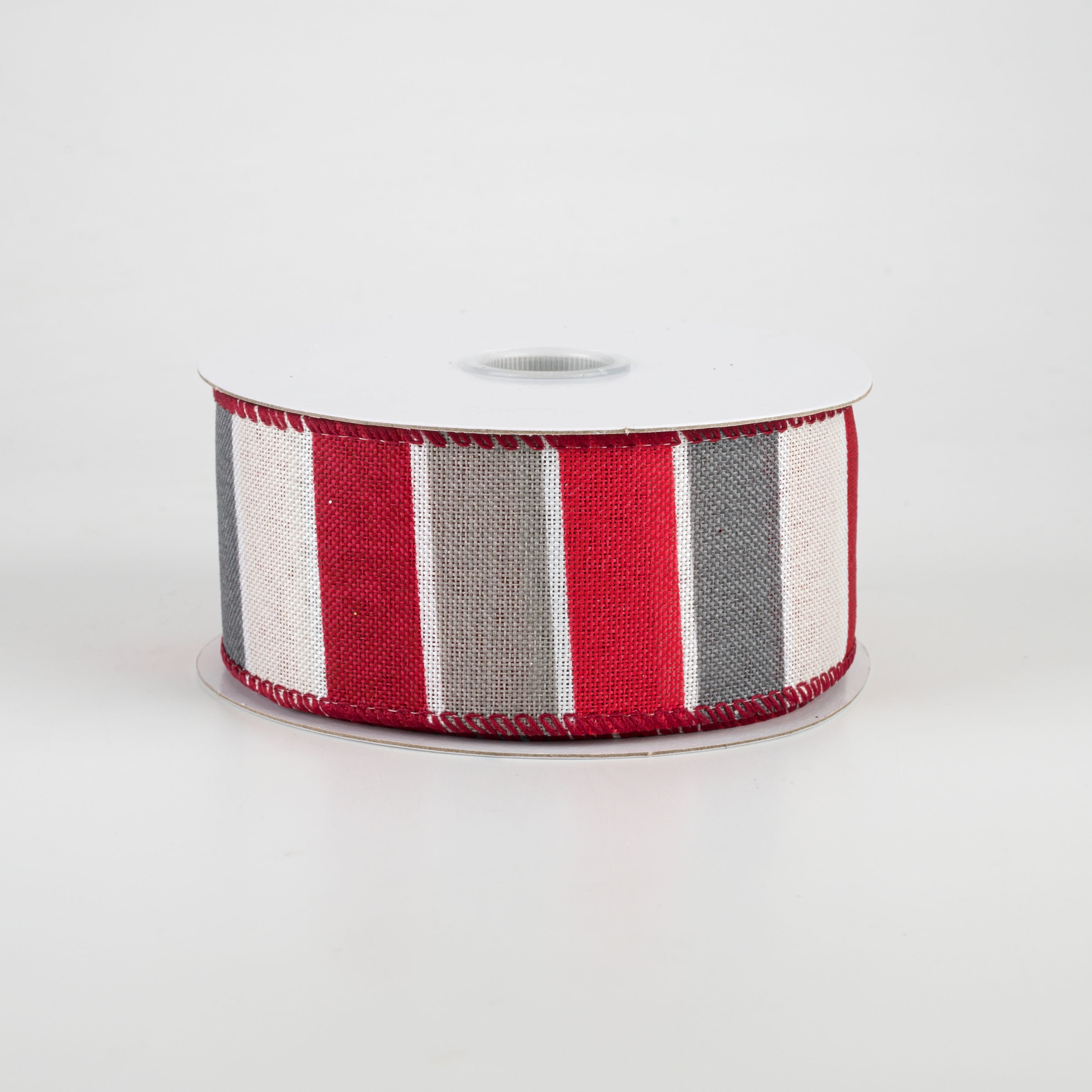 1.5 Inch Florida Stripe Ribbon - Red, White & Grey - 10 Yards Bulk Roll for Gift Wrapping, DIY Crafts, Party Decorations & Hair Bows