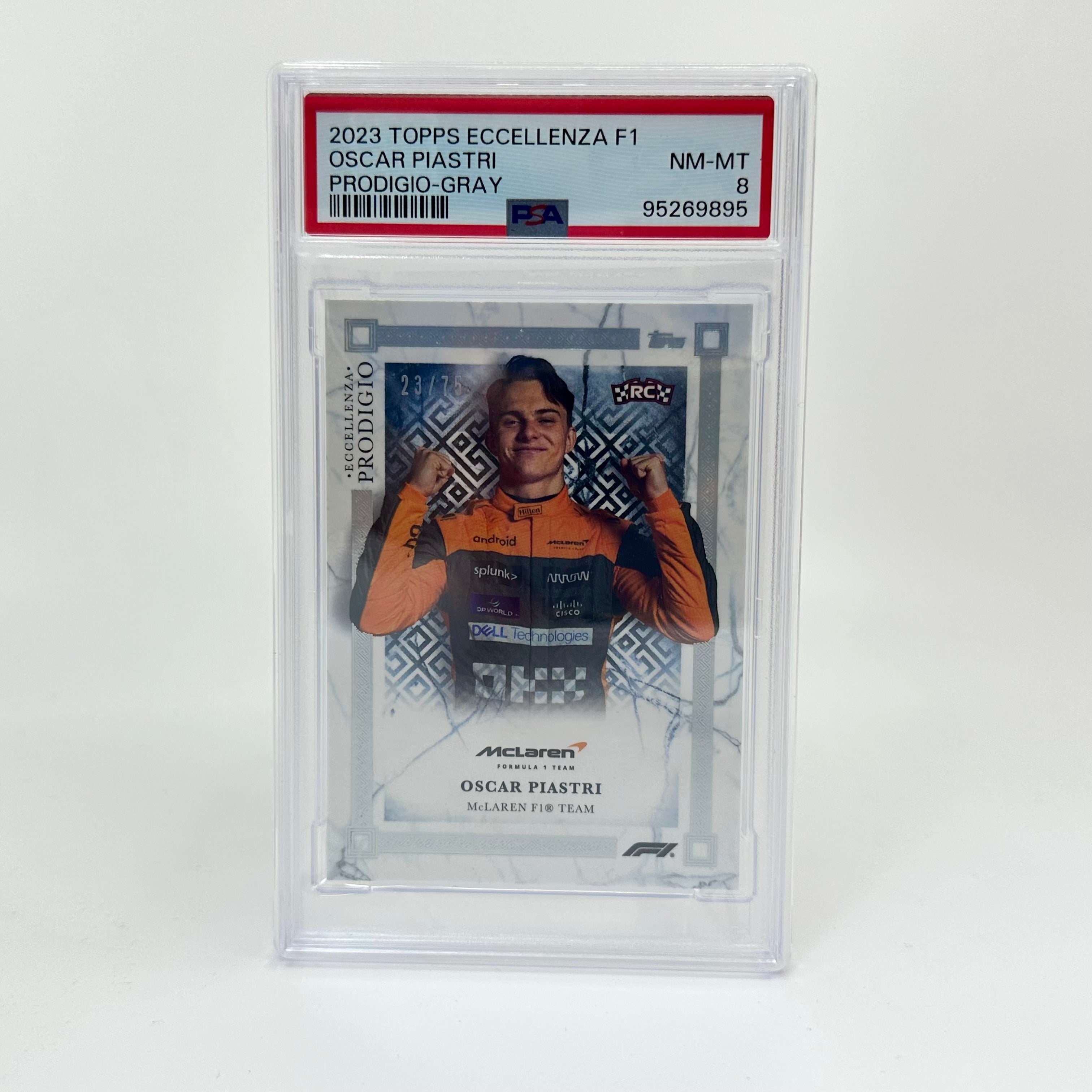 PSA 8 Graded Oscar Piastri 2023 Topps Eccellenza F1 Rookie Card RC - Gray Prodigio - Collectible Racing Memorabilia for F1 Fans & Sports Card Enthusiasts
