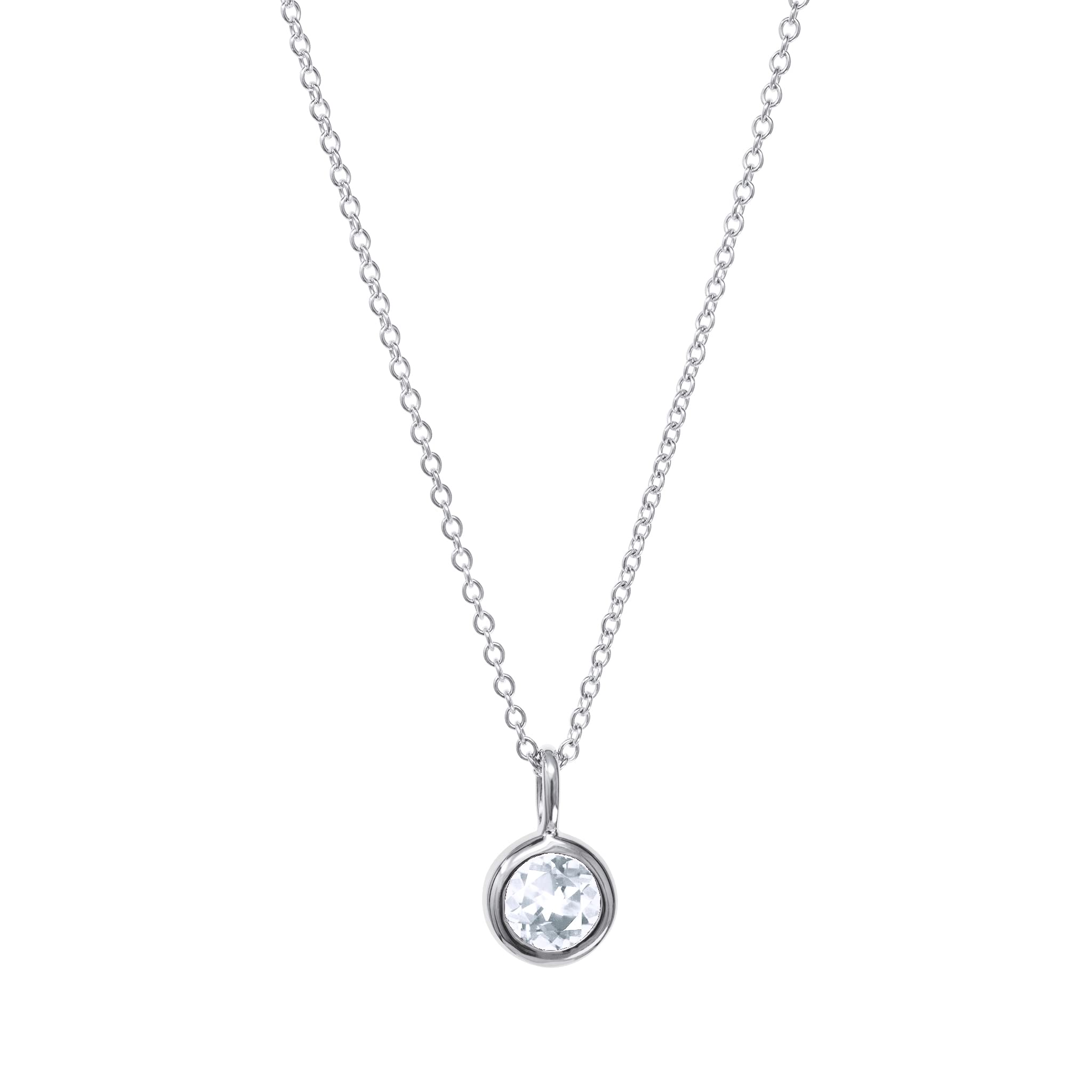 Sterling Silver Birthstone Charm Necklace with 16