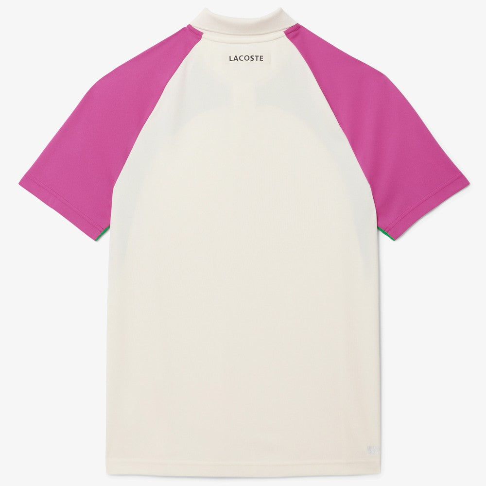 Lacoste Men's Ultra Dry Colourblock Polo Shirt - Breathable Quick-Dry Fabric, Comfort Fit, Cream/Multi Color - Perfect for Golf, Casual Wear & Office Outfits