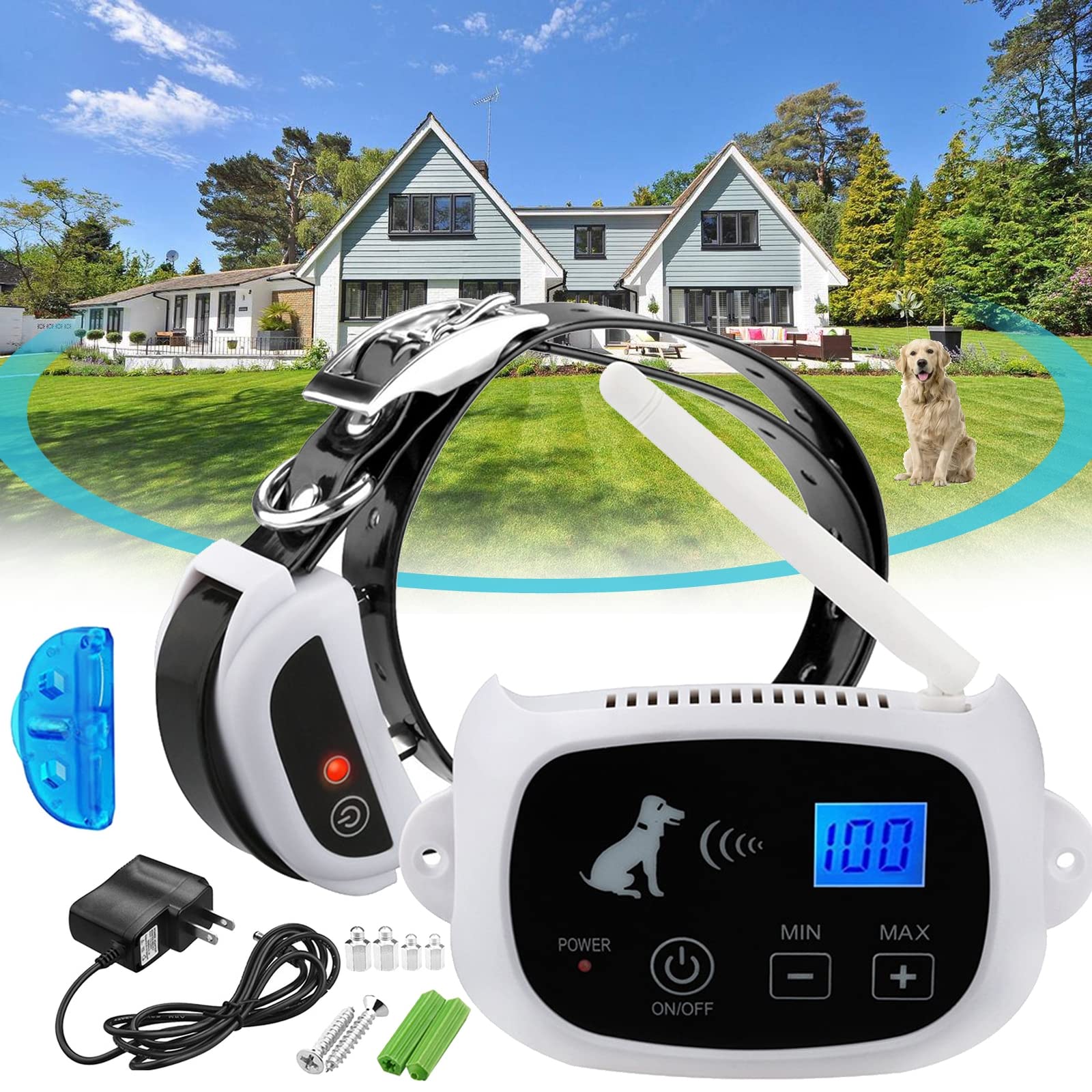 XOWRKGX Wireless Electric Dog Fence System - Rechargeable Waterproof Collar with Safe Containment Boundary for Small, Medium & Large Dogs | Perfect for Backyard, Garden & Outdoor Pet Safety