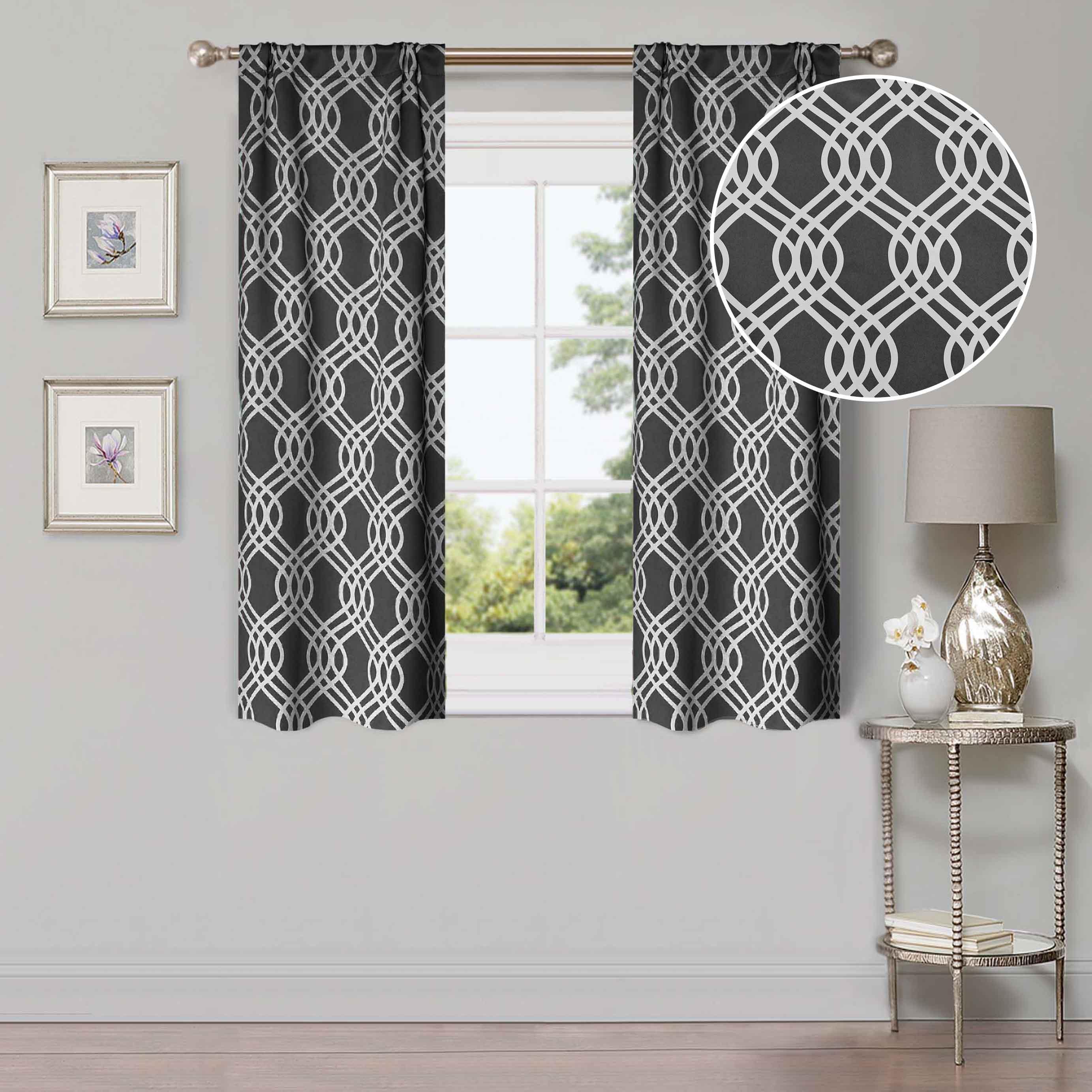 Washable Blackout Curtains with Ribbon Trellis Design - Room Darkening Window Treatment for Bedroom & Living Room - Thermal Insulated Drapes for Better Sleep and Energy Efficiency