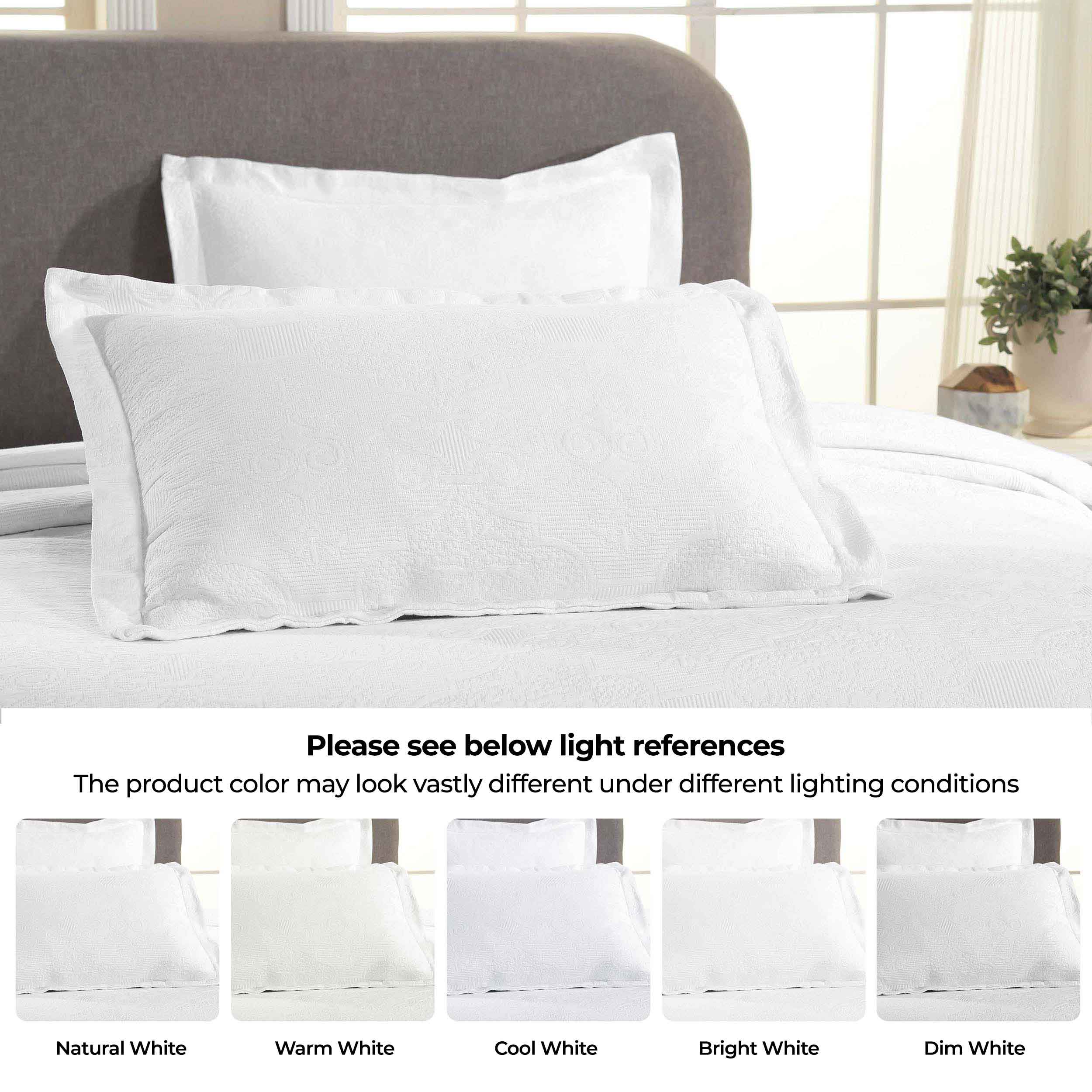 Florin Cotton Matelassé Jacquard Bedspread Set with Scrolling Medallion Design - Luxury Queen/King Size Bedding for Master Bedroom, Guest Room & Hotel Decor