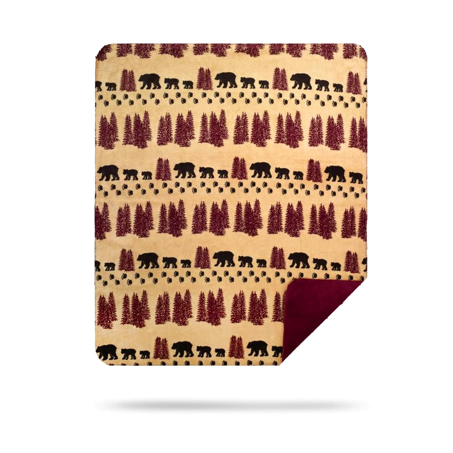 Denali Ultimate Comfort Rustic Throw Blanket - Wheat Bear Design (60x70) - Cozy Flannel Fleece Blanket for Couch, Bed & Winter Camping - Soft Warm Blanket Gift for Women & Men