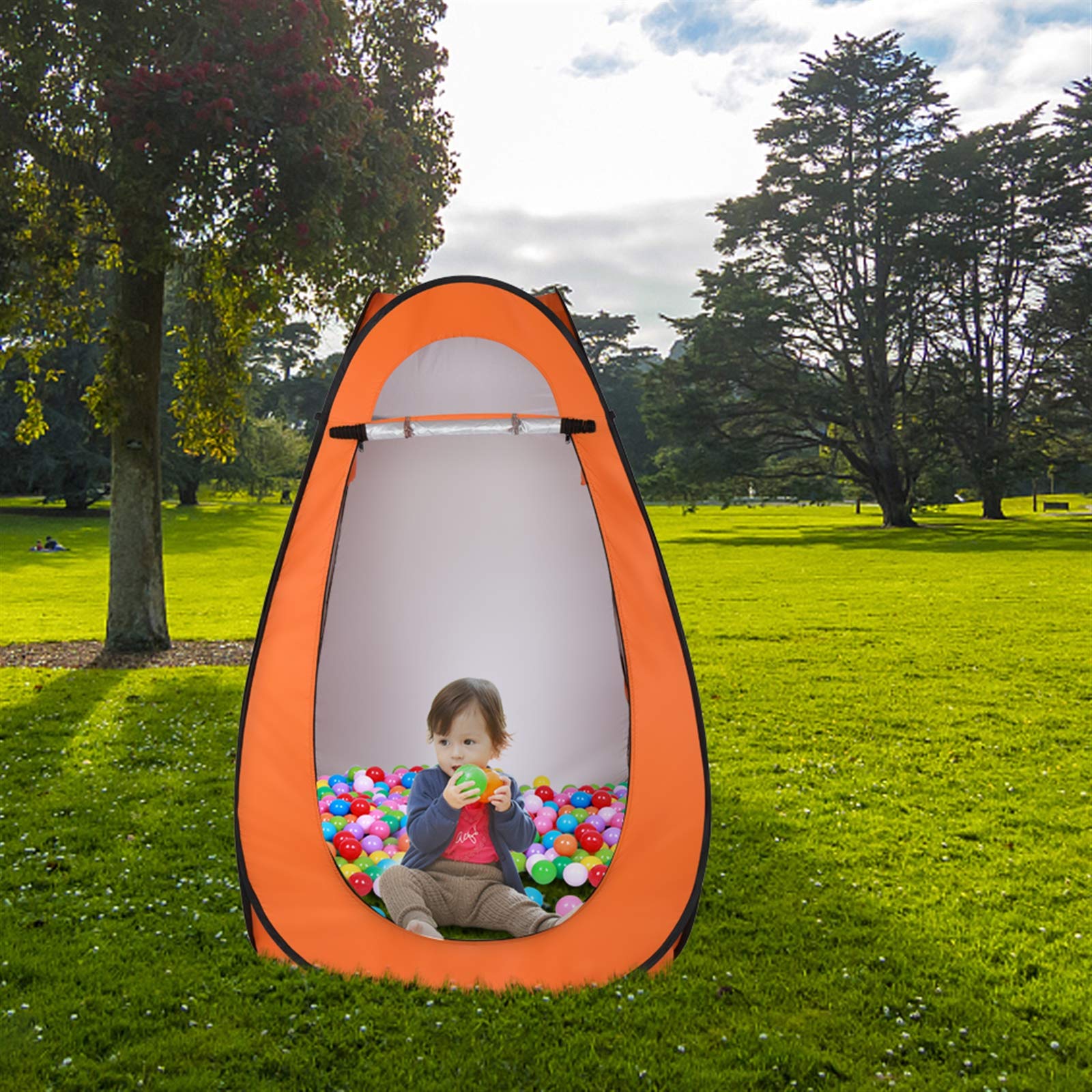Pop Up Pod Changing Room Privacy Tent - Instant Portable Outdoor Shower Tent for Camping, Beach & Travel | Lightweight Foldable Shelter with Carry Bag | Perfect for Changing Clothes, Baby Care & Emergency Toilet (Orange)