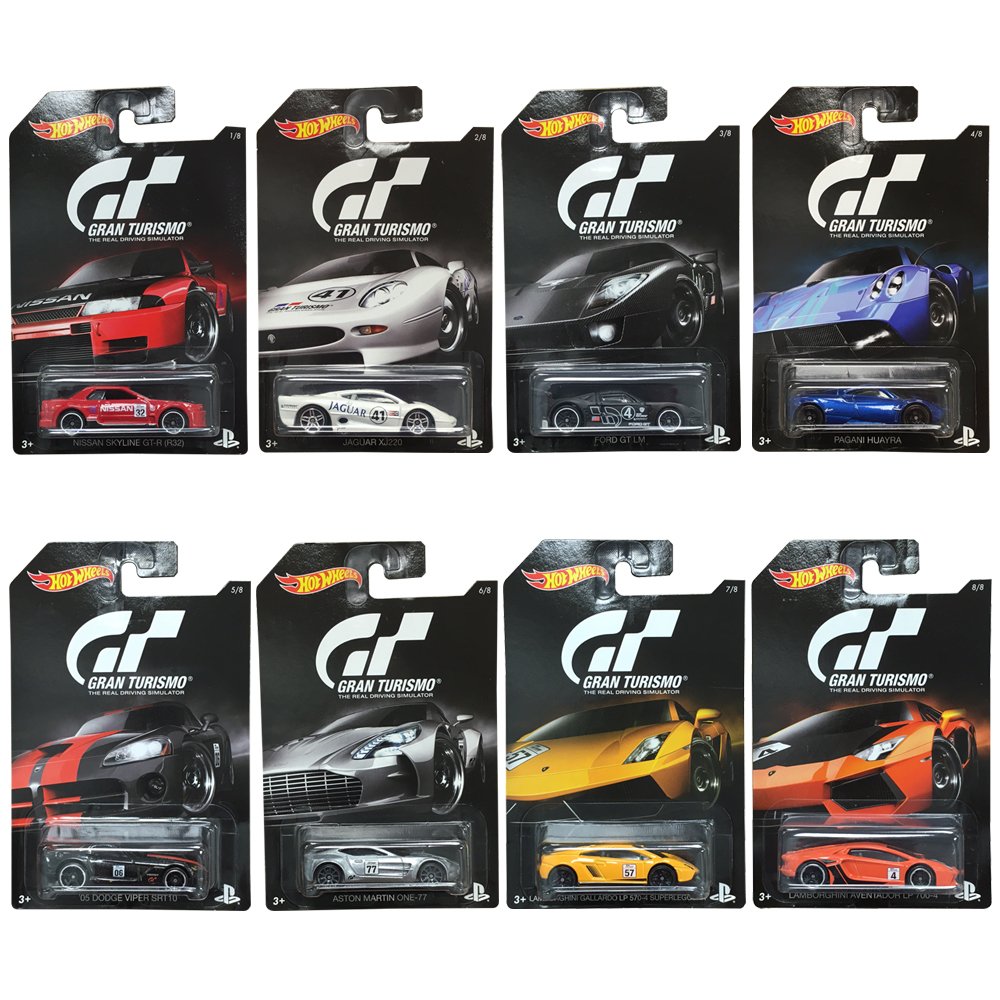 Hot Wheels 2016 Gran Turismo Bundle - 8 Piece 1:64 Scale Die-Cast Car Collection for Kids & Collectors - Perfect for Racing Games, Display & Gift Giving