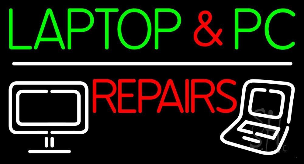 13 x 24 Inch Black Square Cut Acrylic LED Neon Sign for Laptop & PC Repairs - Adjustable Dimmer, Bright Indoor Lighting - Perfect for Computer Shops, Electronics Store Decor & Gaming Room Aesthetics