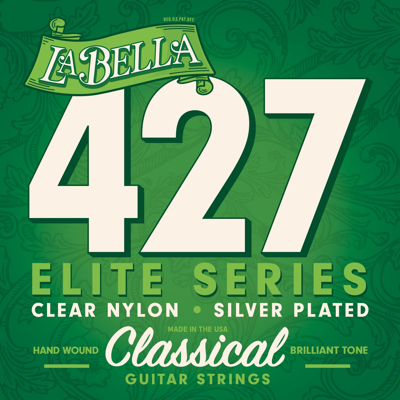 La Bella 427 Elite Series Hand Wound Classical Guitar Strings 28-41 - Premium Nylon Strings for Brilliant Tone | Perfect for Professional Performances & Studio Recording