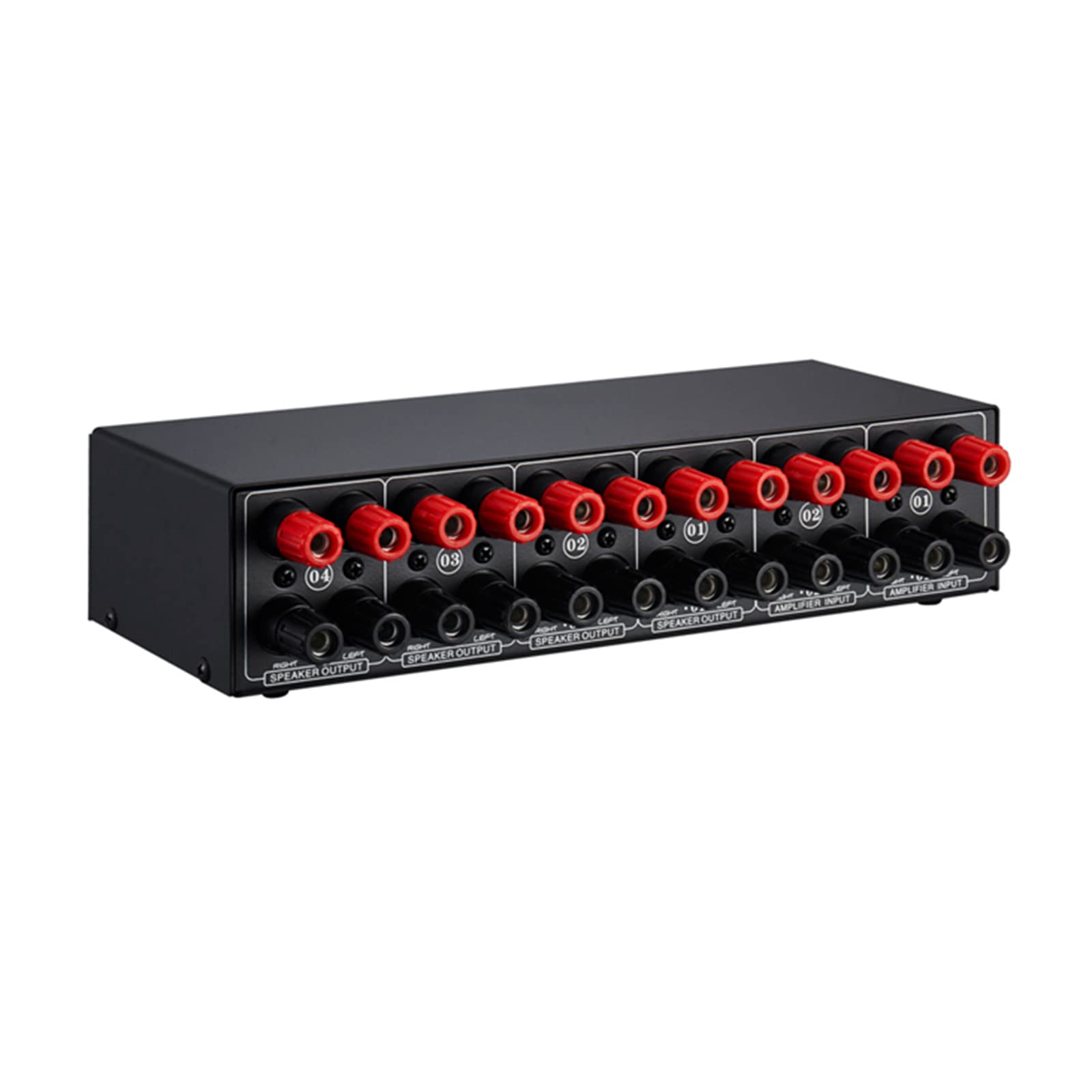 Premium 2-In 4-Out Stereo Amplifier Speaker Selector Switch Box - Compare & Switch Between 2 Amplifiers for Home Theater, Studio, or Multi-Room Audio Systems
