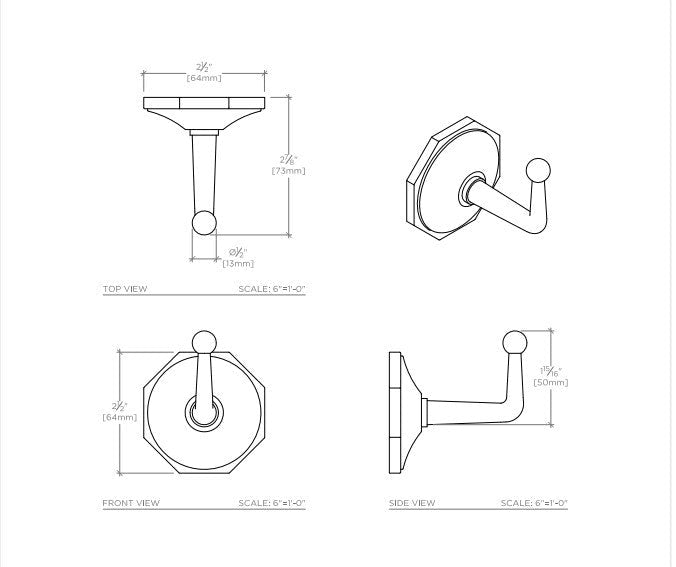Waterproof Nickel Single Robe Hook - Rust-Resistant Bathroom Wall Hook for Towels & Robes - Perfect for Bathroom, Spa, Locker Room & Home Organization