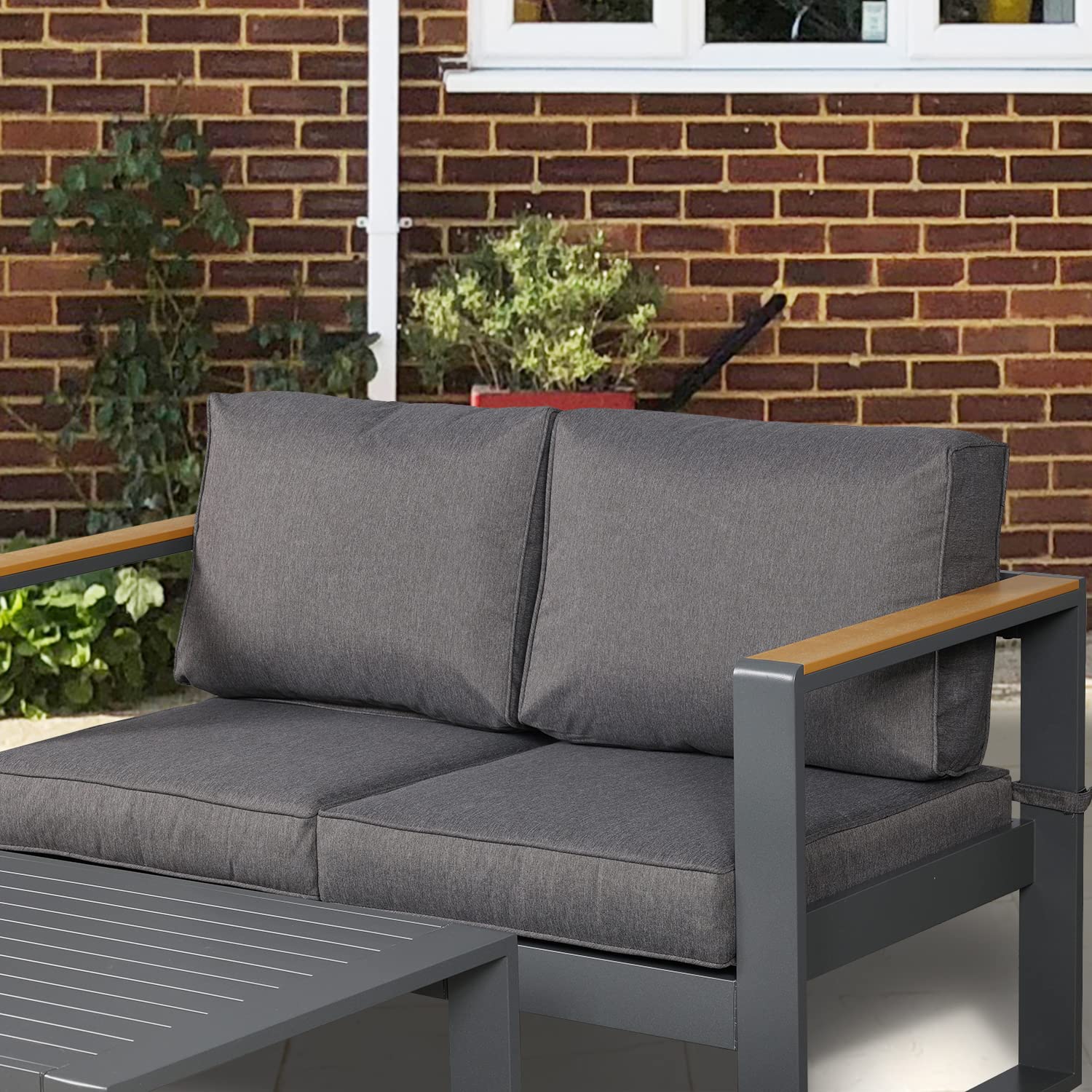BPS Outdoor Loveseat Sofa - Durable Aluminum All-Weather Resistant Deep Seat Conversation Set with Thick Cushions for Patio, Deck, or Backyard - Perfect for Relaxing, Entertaining, and Outdoor Gatherings