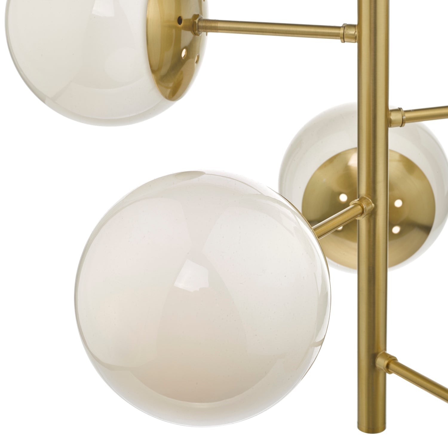 Bombazine 5Lt Natural Brass & Opal Glass Pendant Light Fixture - Vintage Industrial Ceiling Lighting for Dining Room, Kitchen, or Bedroom