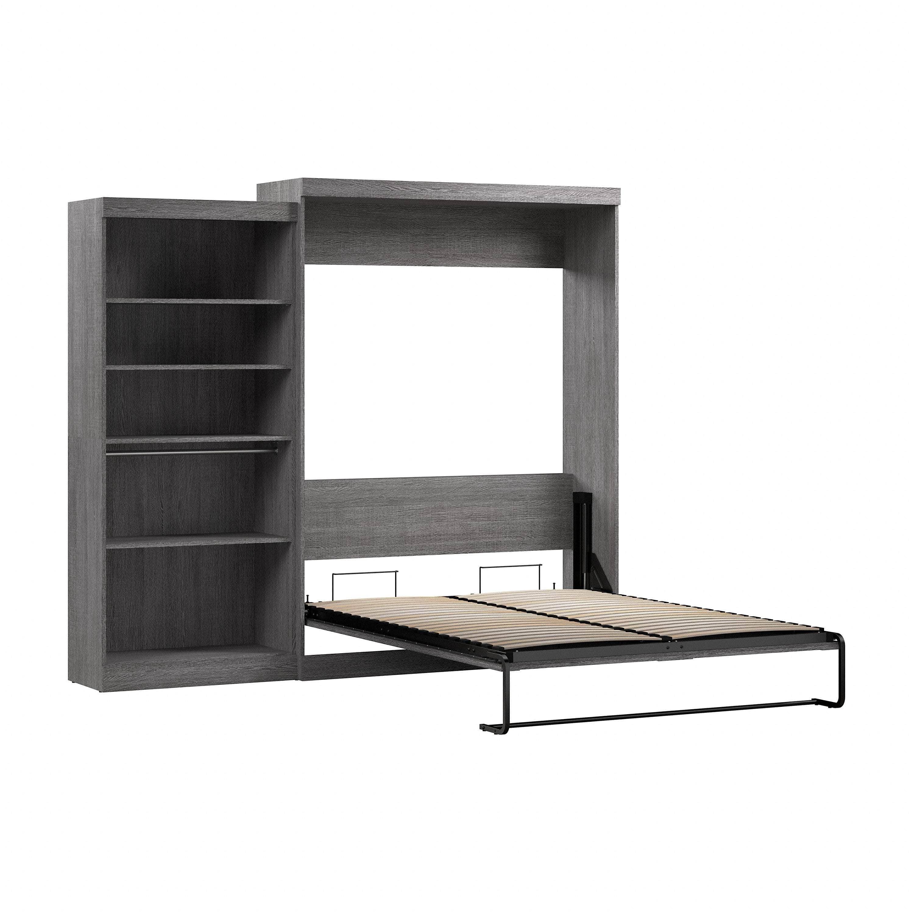 Pur Queen Murphy Wall Bed with Closet Organizer (101W) - 7 Color Options | Space-Saving Wall Bed for Small Apartments, Guest Rooms & Home Offices