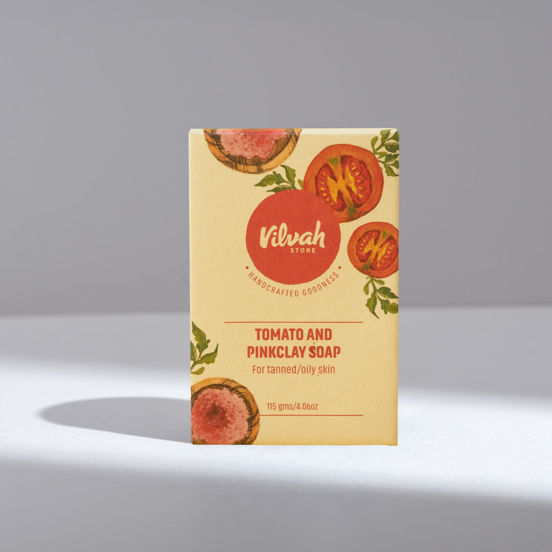 Organic Tomato & Pink Clay Facial Soap - Natural Acne Treatment & Skin Brightening for Oily & Sensitive Skin - Perfect for Daily Cleansing & Spa Relaxation