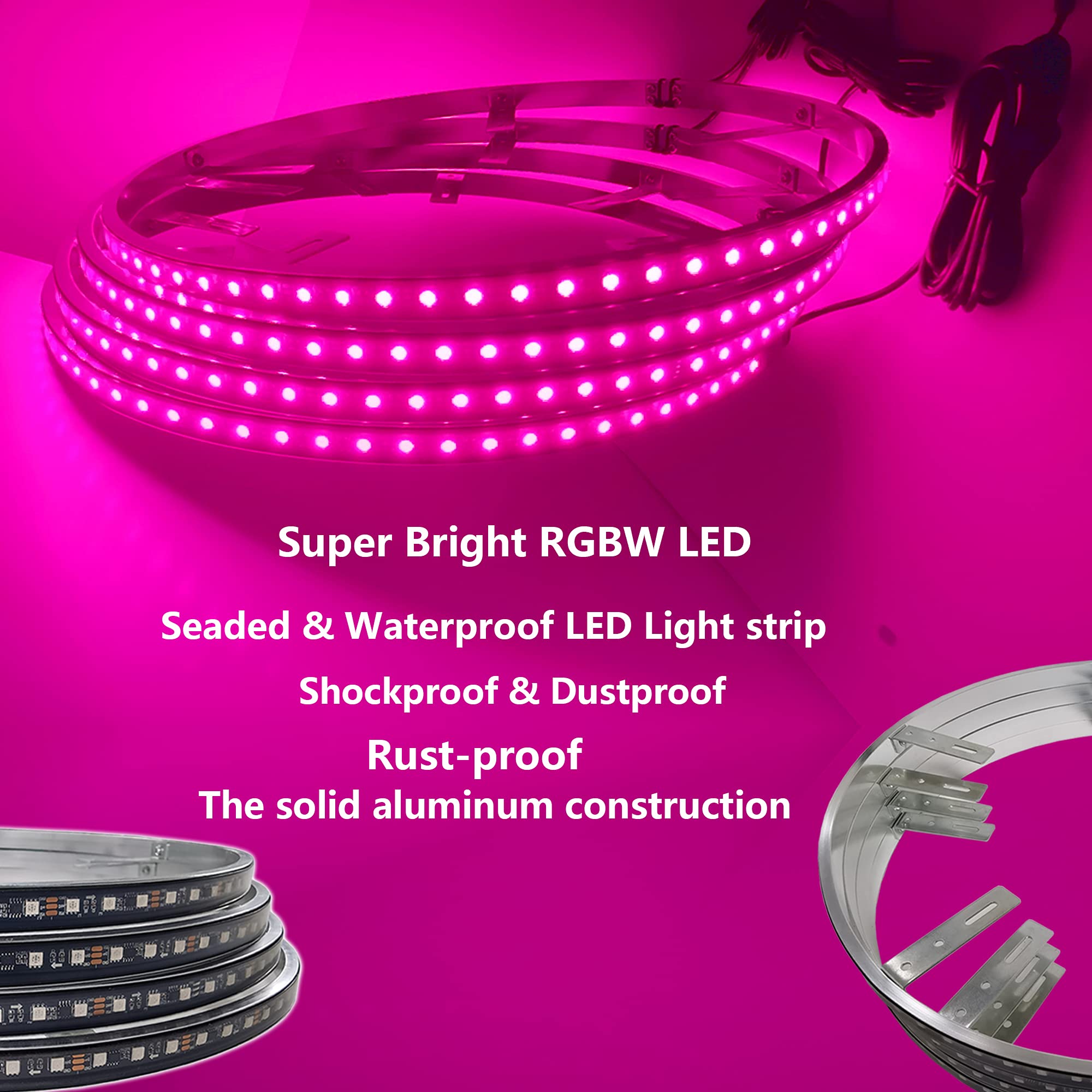 4Pcs 15.5in RGBW Wheel Ring Lights with Braking Function - IP68 Waterproof LED Rim Lights for Trucks, Cars, Pickups & SUVs - APP & RF Remote Control - Perfect for Off-Roading, Car Shows & Night Driving