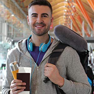 SILLYME Travel Neck Pillow - Soft & Comfortable Airplane, Train, Car Support Cushion for Sleeping (Grey) - Perfect for Long Flights, Road Trips & Office Naps