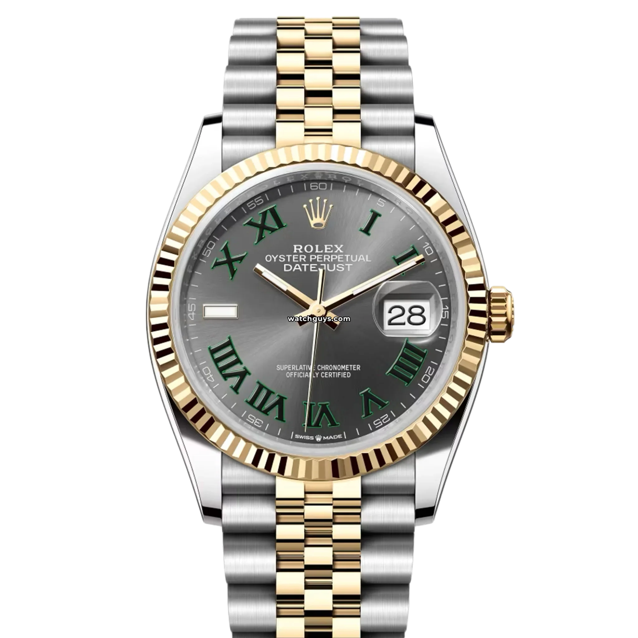 Rolex Datejust 126233 Wimbledon 36mm Two-Tone Watch with Green Roman Dial - Perfect for Business Meetings & Luxury Events