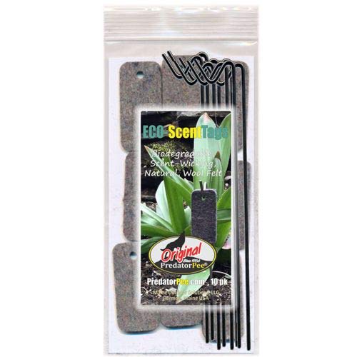 PredatorPee Scent Tags - 10 Pack - Natural Animal Repellent for Deer, Rabbits & Rodents - Ideal for Garden, Yard & Outdoor Protection